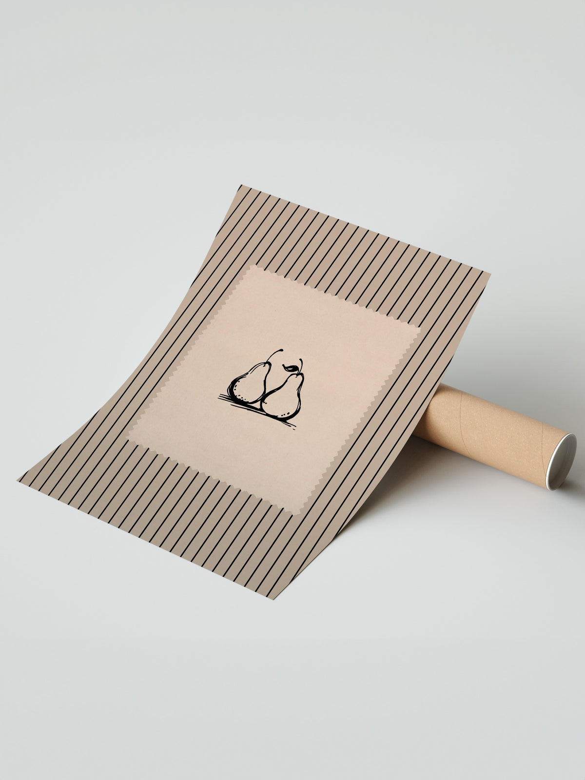 Minimalist İki Armut Çizimi Çerçevesiz Poster