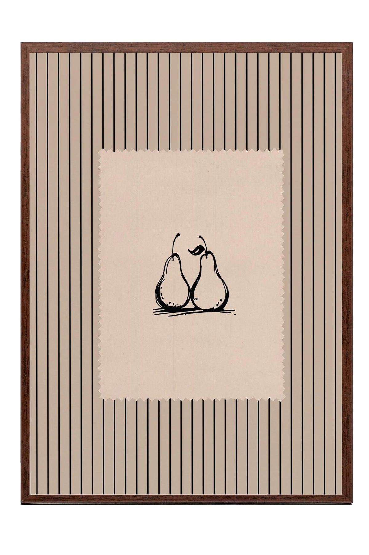 Minimalist İki Armut Çizimi Poster – Kahverengi Çerçeveli Tablo