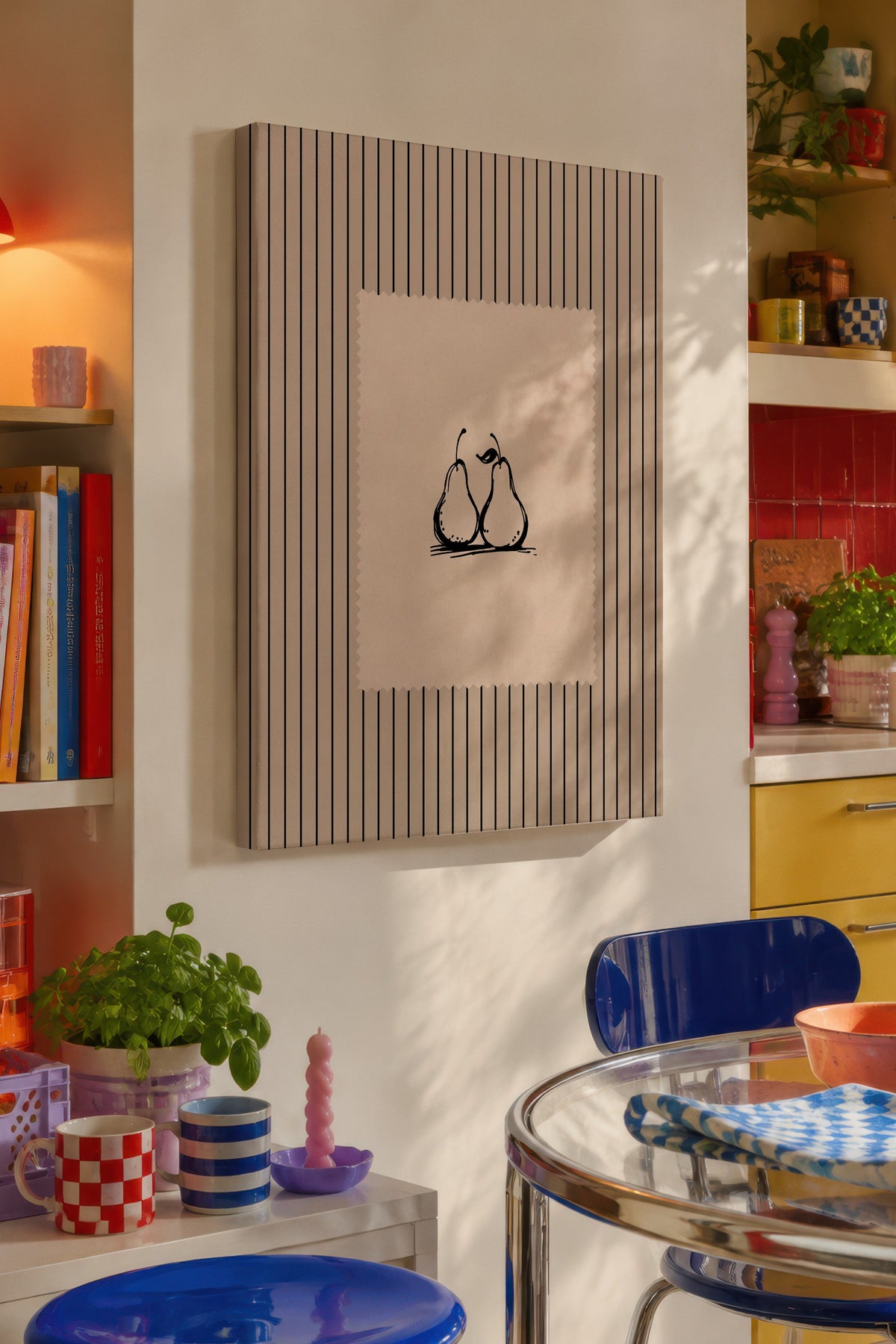 Minimalist İki Armut Çizimi Kanvas Tablo