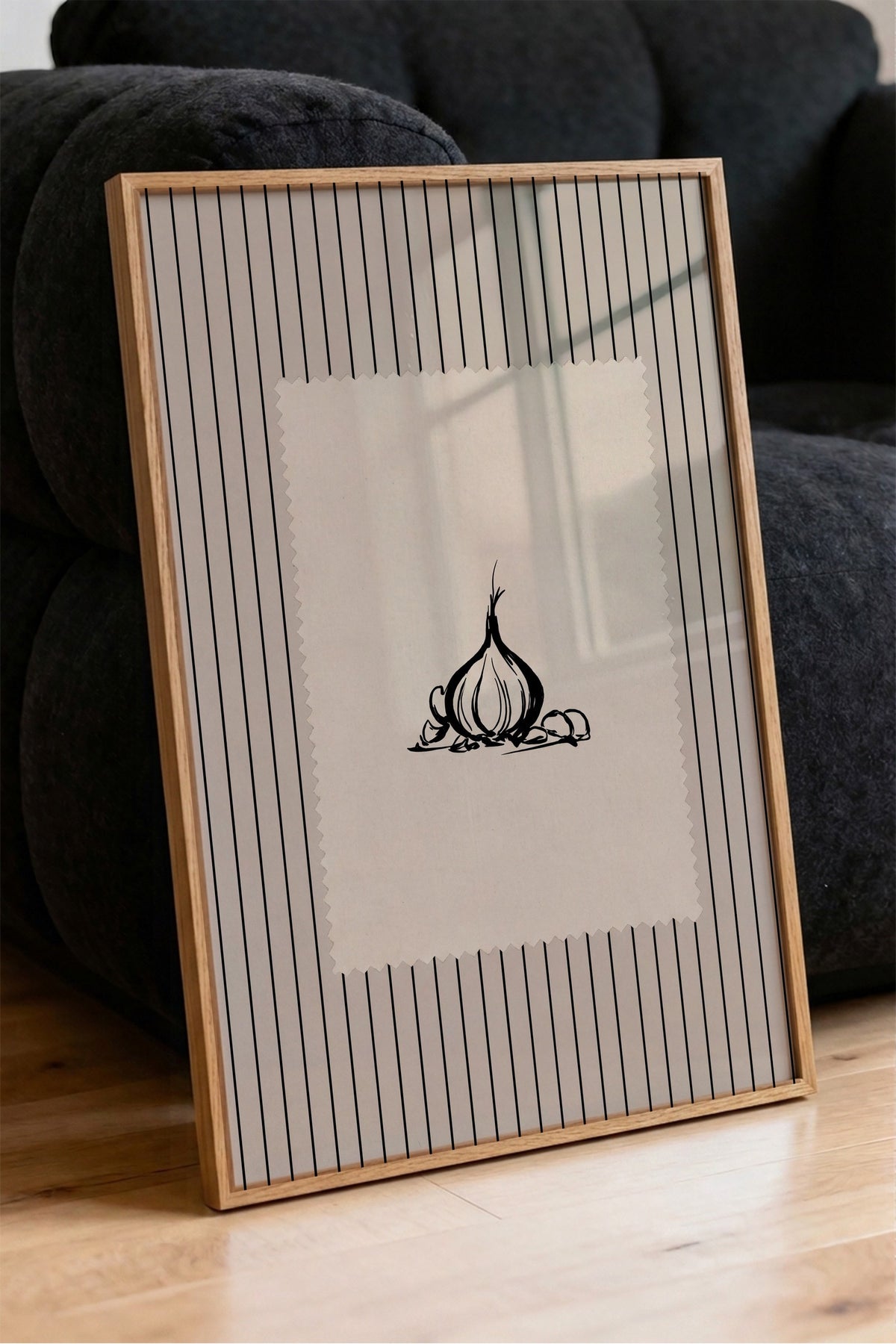 Soyut Sarımsak Tasarımı Poster – Ahşap Çerçeveli Tablo