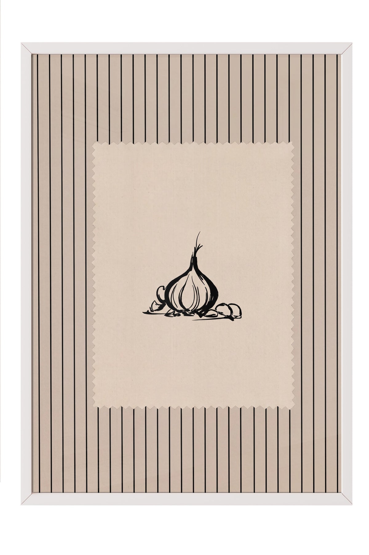 Soyut Sarımsak Tasarımı Poster – Beyaz Çerçeveli Tablo