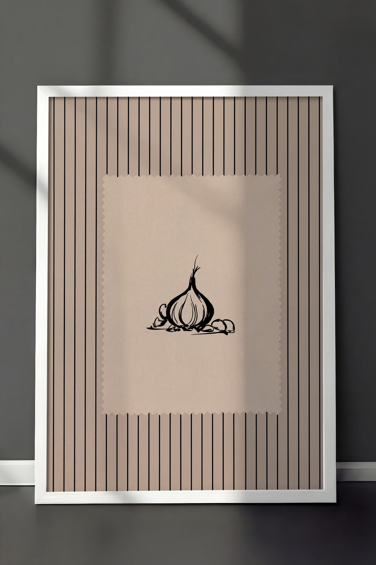Soyut Sarımsak Tasarımı Poster – Beyaz Çerçeveli Tablo