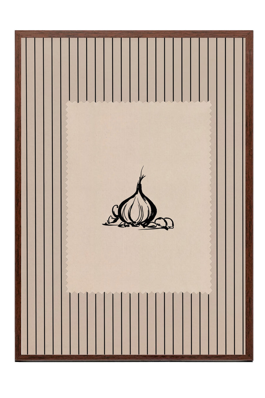 Soyut Sarımsak Tasarımı Poster – Kahverengi Çerçeveli Tablo