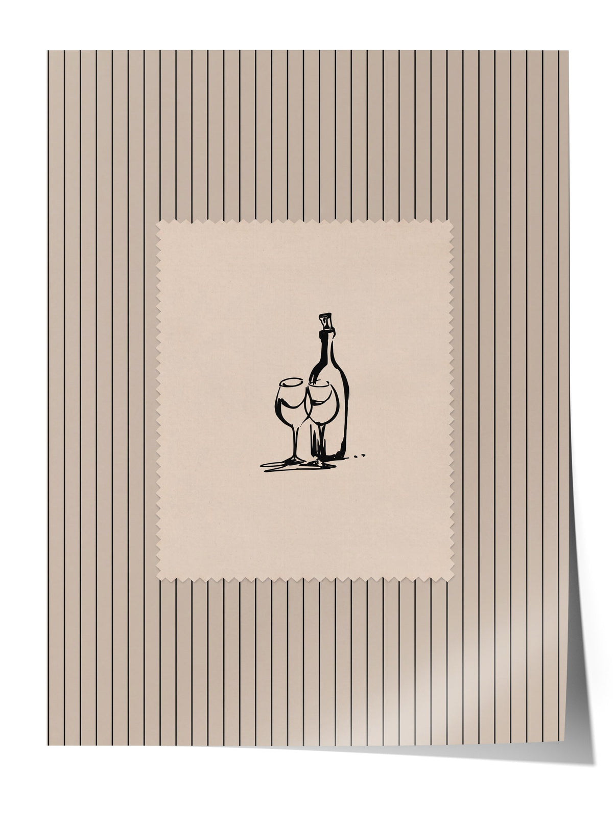 Şişe ve Kadeh Çizimi Çerçevesiz Poster