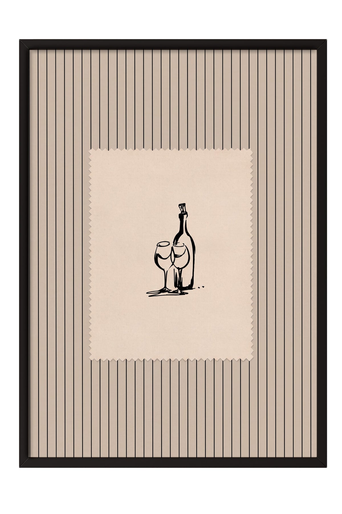 Şişe ve Kadeh Çizimi Poster – Siyah Çerçeveli Tablo