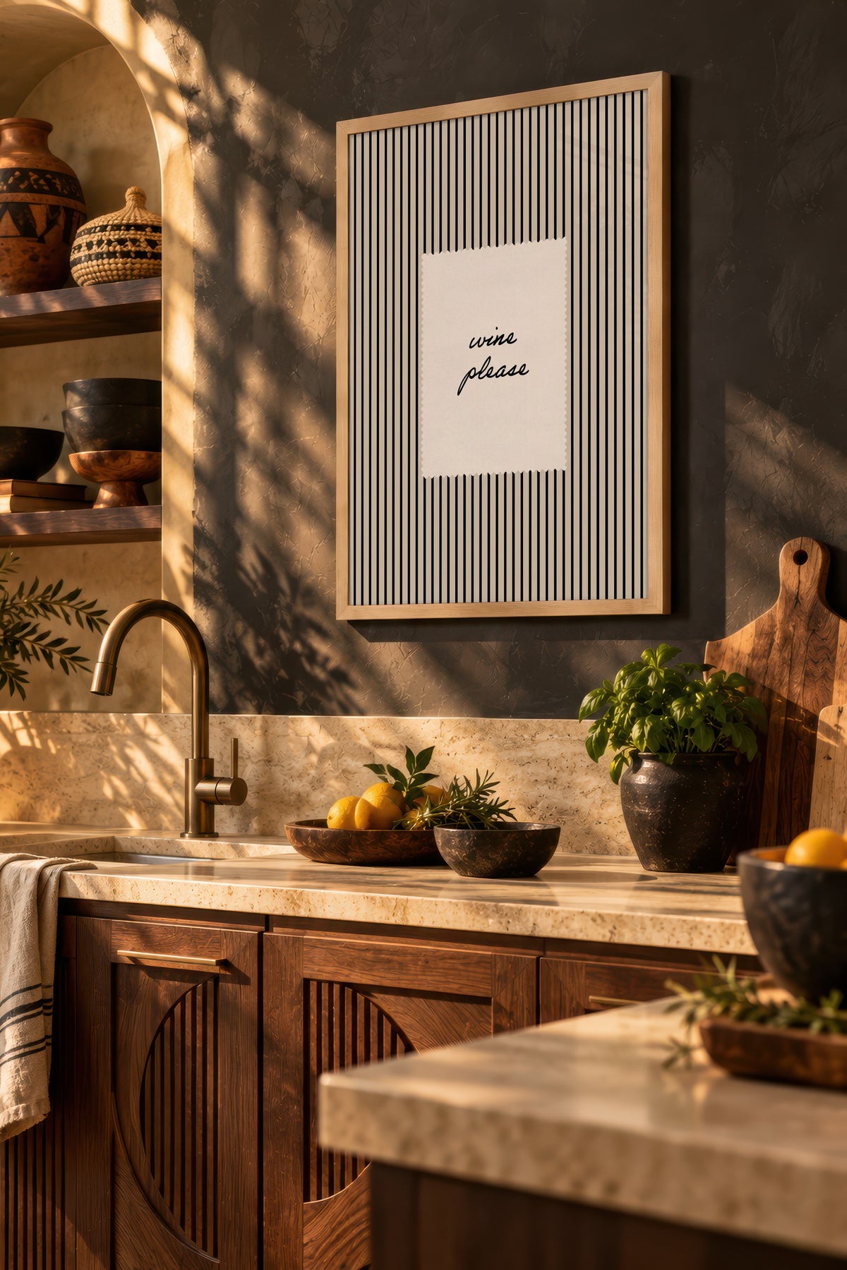 wine please Poster – Ahşap Çerçeveli Tablo