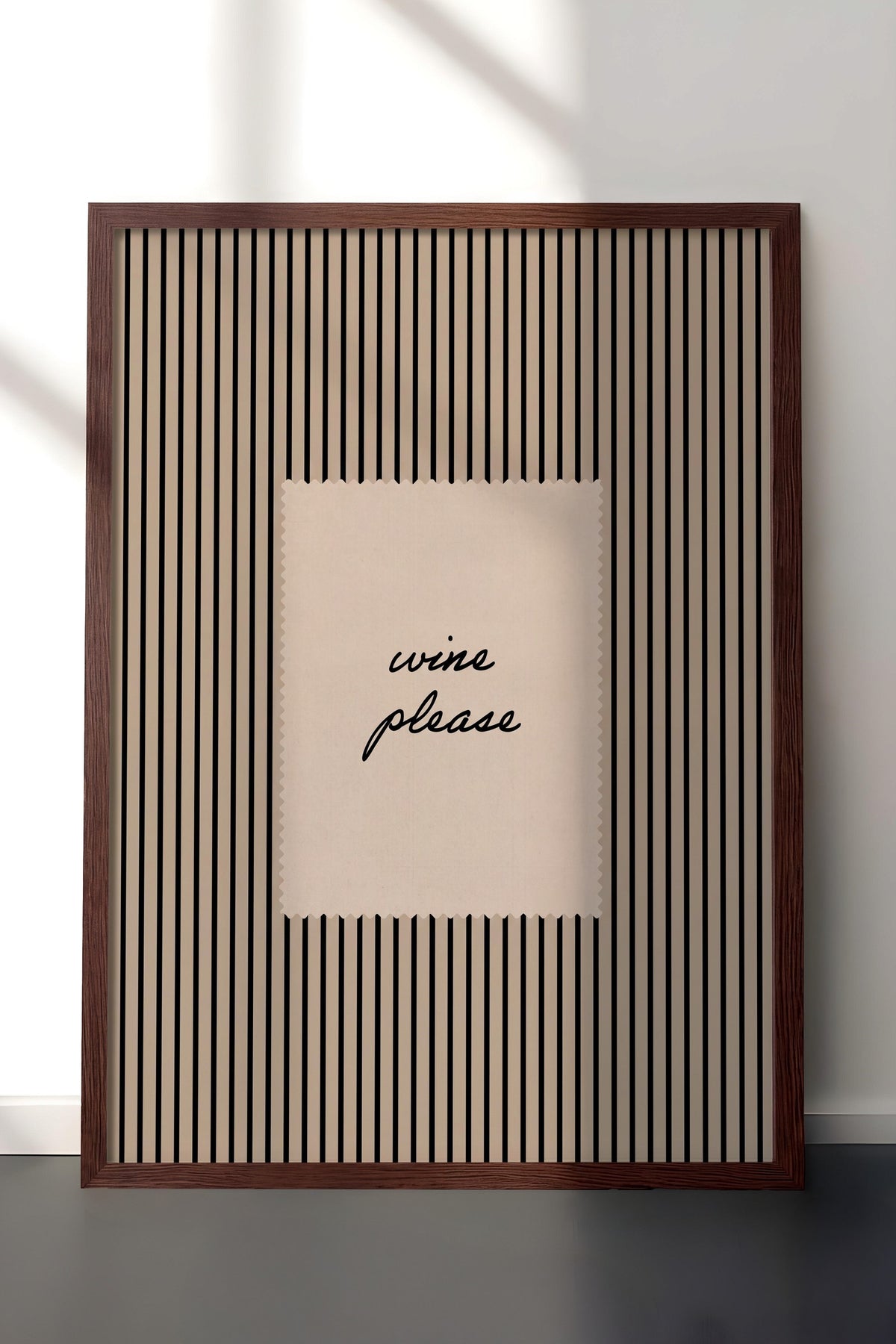 wine please Poster – Kahverengi Çerçeveli Tablo