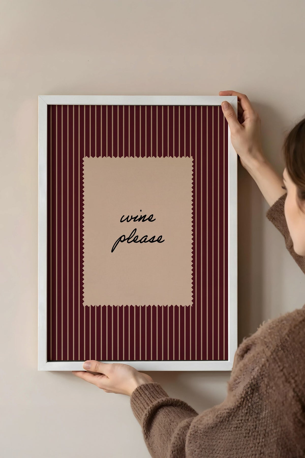 wine please Poster – Beyaz Çerçeveli Tablo
