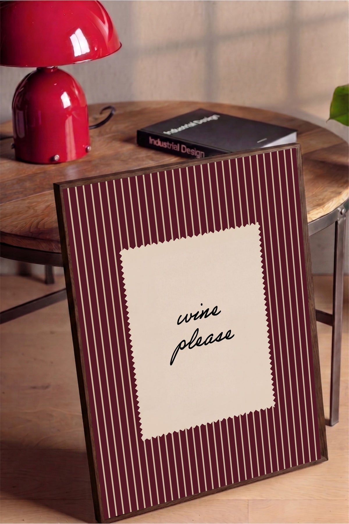 wine please Poster – Kahverengi Çerçeveli Tablo