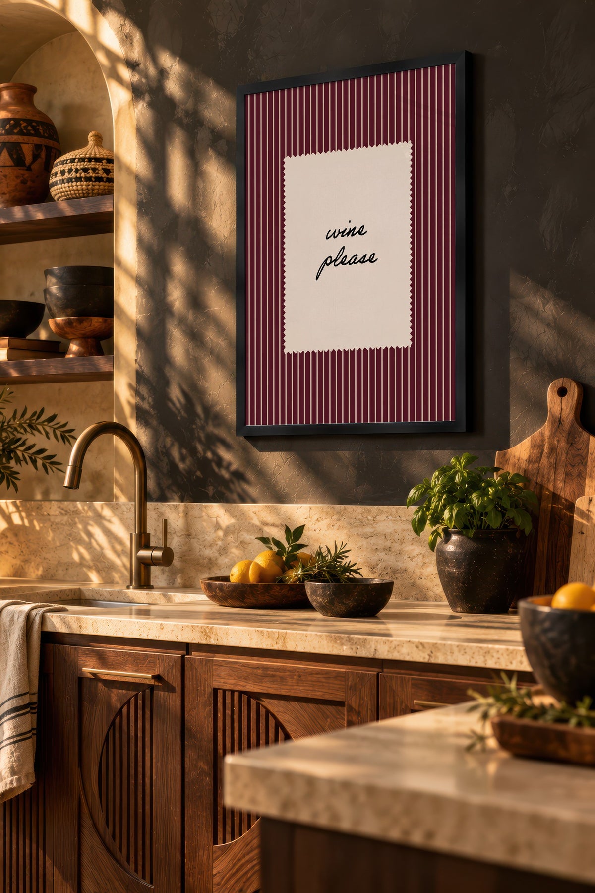 wine please Poster – Siyah Çerçeveli Tablo