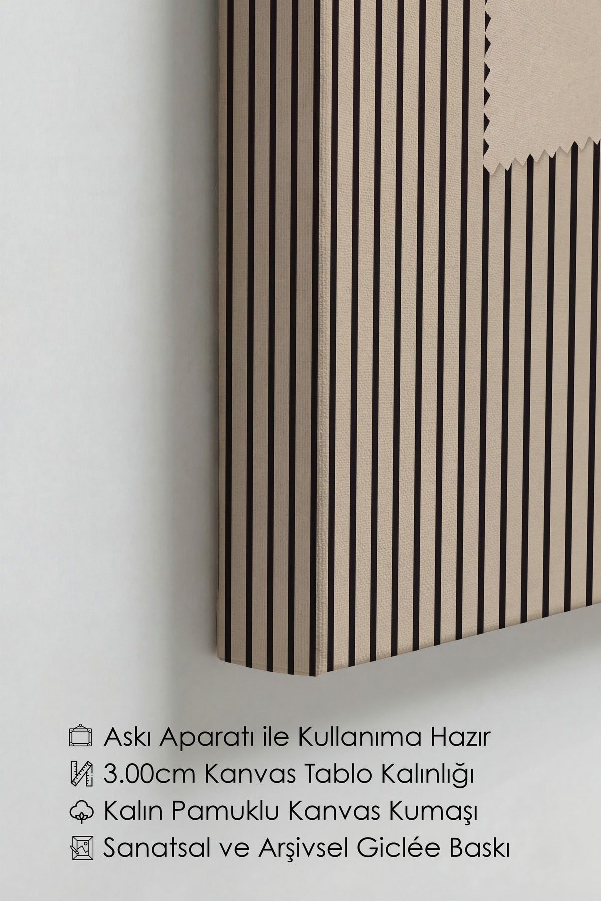 Fincan Çizimi Çizgili Desen Kanvas Tablo