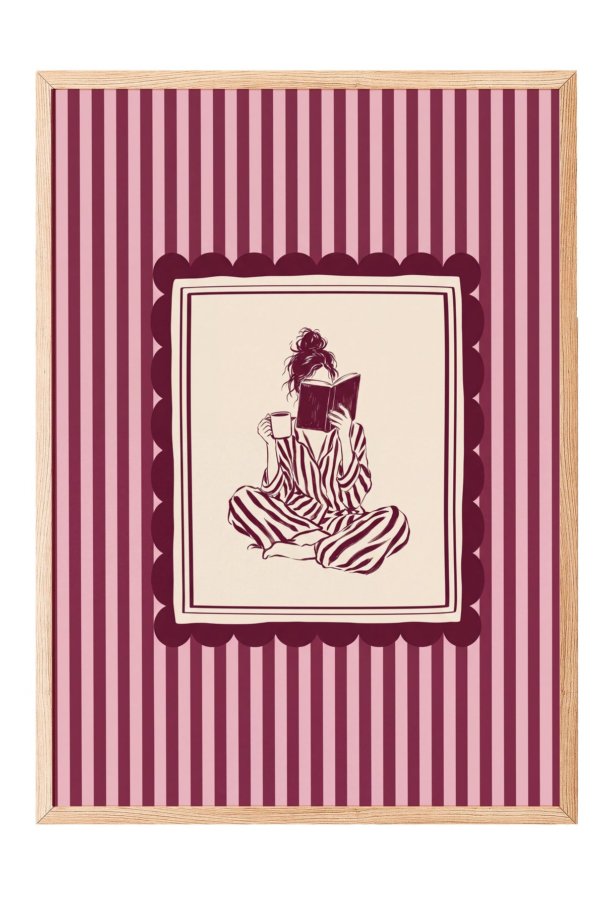 Kahve ve Kitap ile Rahatlama Poster – Ahşap Çerçeveli Tablo