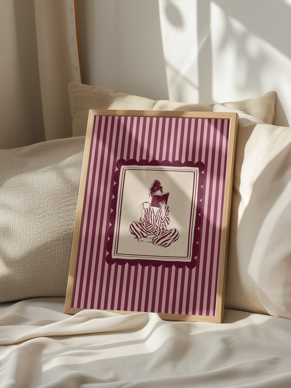 Kahve ve Kitap ile Rahatlama Poster – Ahşap Çerçeveli Tablo