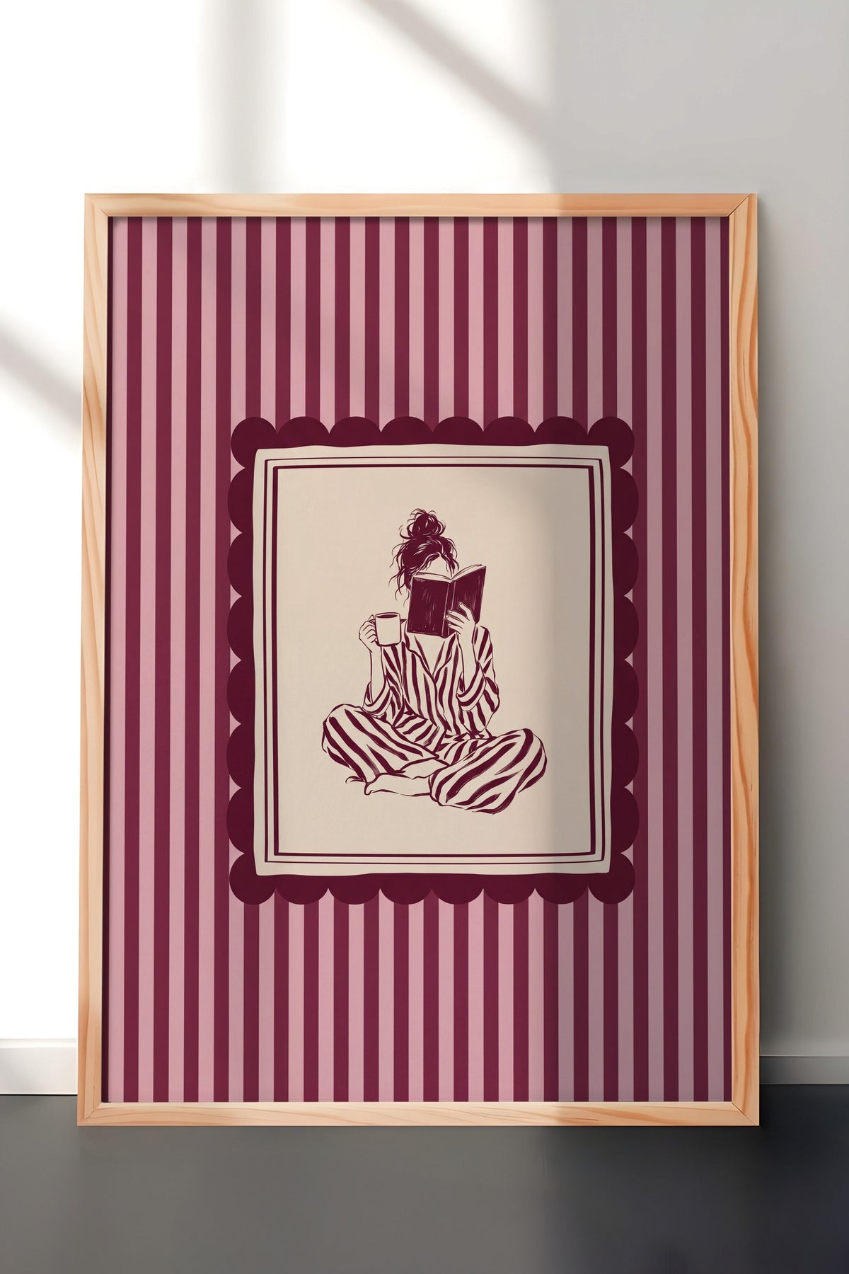 Kahve ve Kitap ile Rahatlama Poster – Ahşap Çerçeveli Tablo