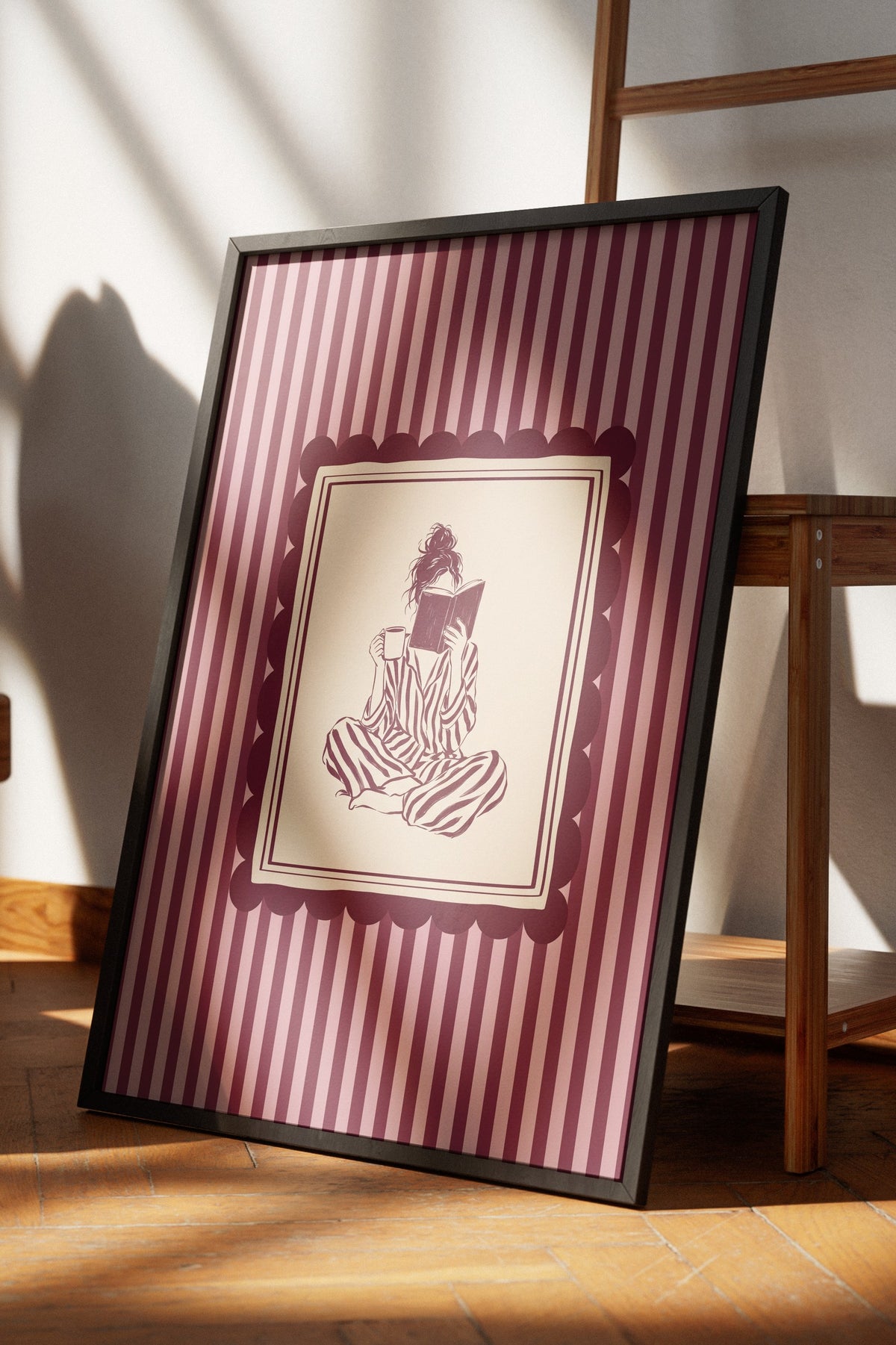 Kahve ve Kitap ile Rahatlama Poster – Siyah Çerçeveli Tablo