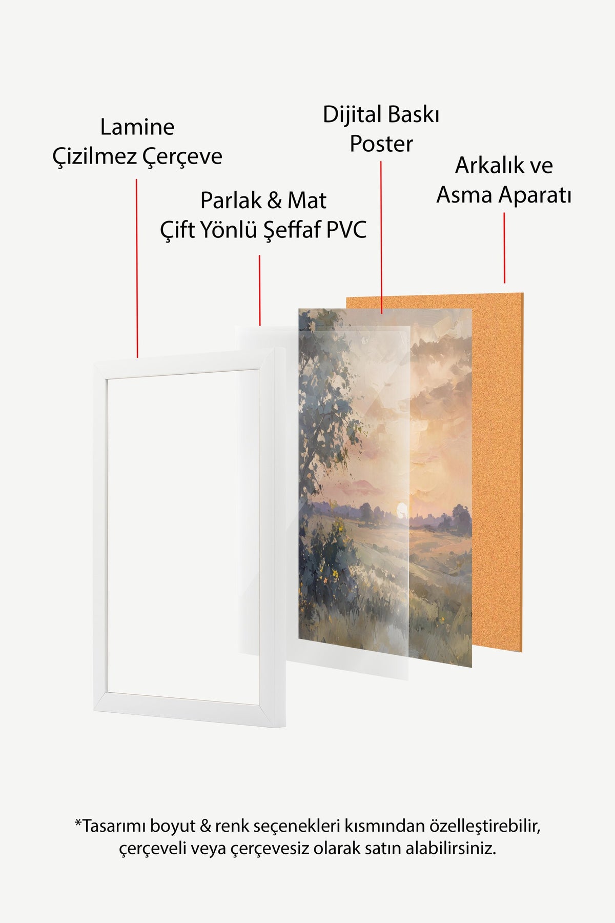 Gün Batımı Manzarası Poster – Beyaz Çerçeveli Tablo
