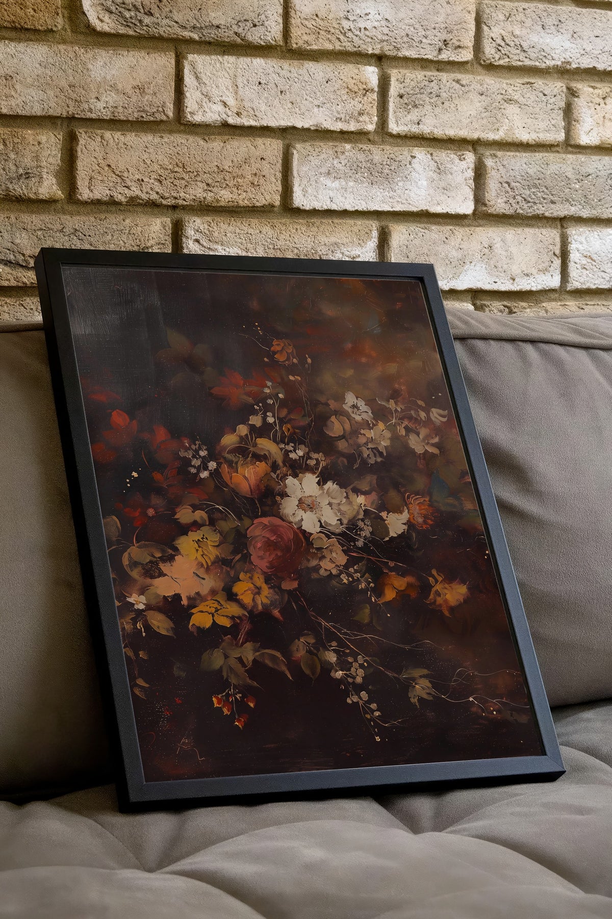Klasik Çiçek Kompozisyonu Poster – Siyah Çerçeveli Tablo