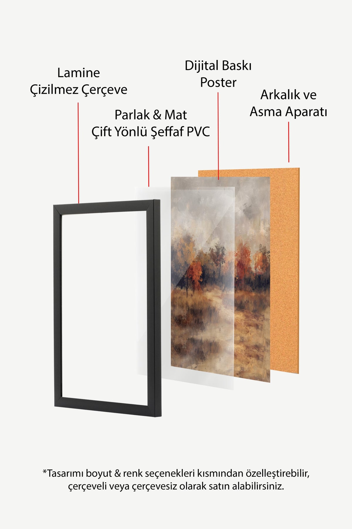 Sonbahar Orman Manzarası Poster – Siyah Çerçeveli Tablo