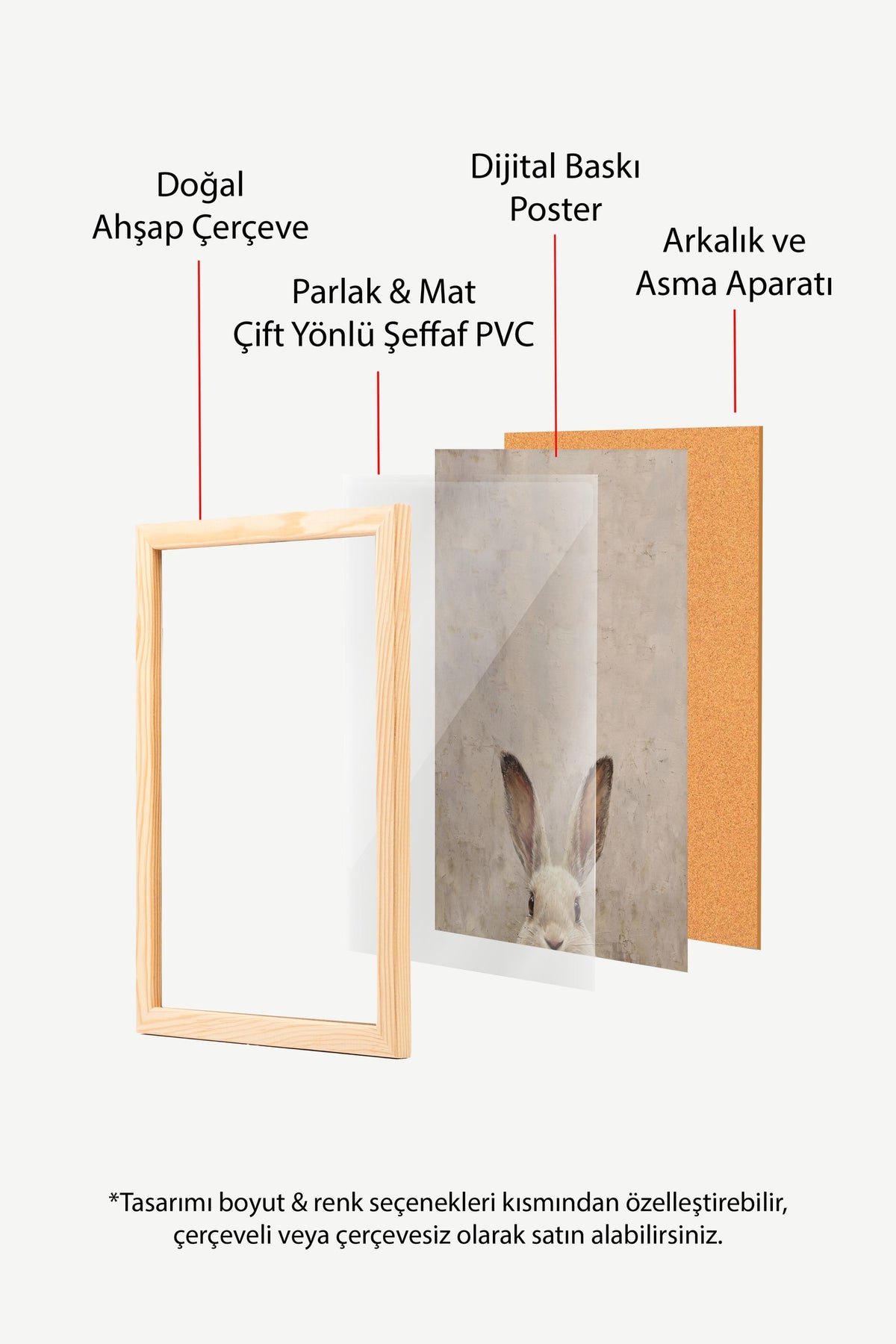 Meraklı Tavşan Poster – Ahşap Çerçeveli Tablo