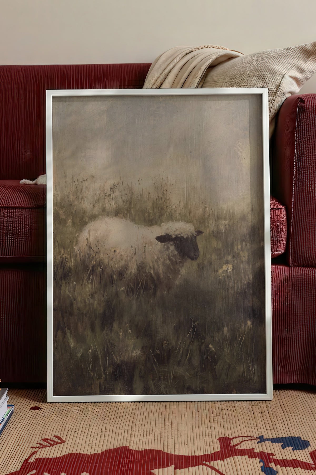 Otlar Arasında Kuzu Poster – Beyaz Çerçeveli Tablo