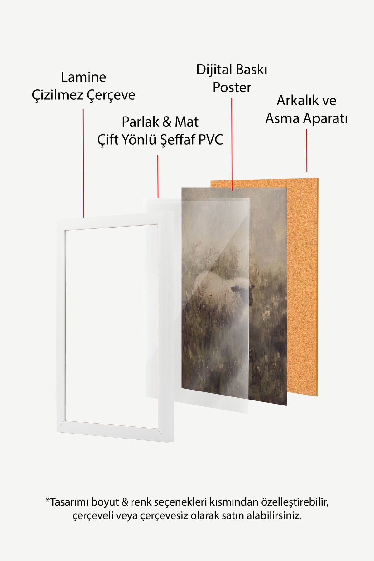 Otlar Arasında Kuzu Poster – Beyaz Çerçeveli Tablo