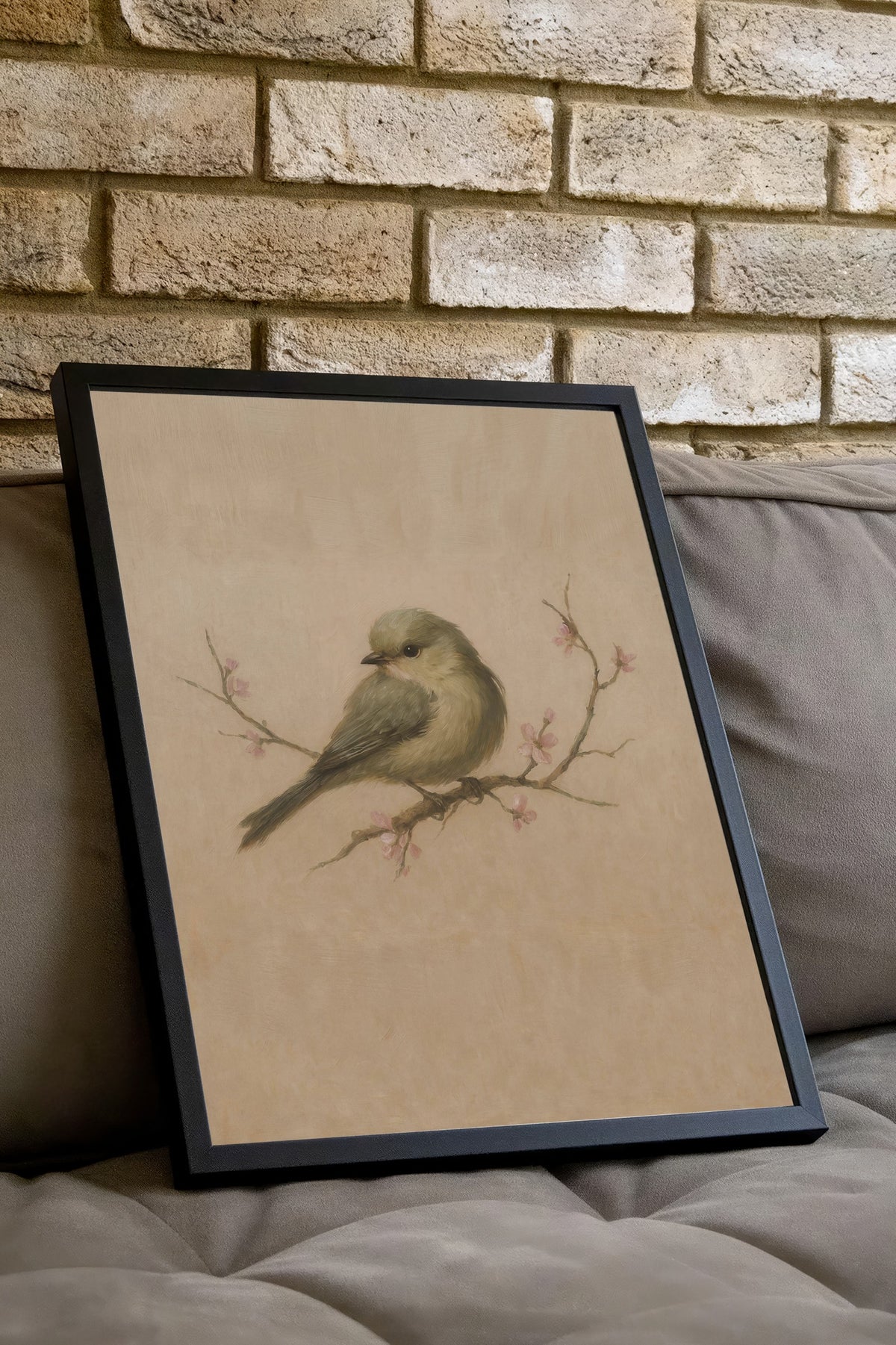 Dal Üzerinde Kuş Poster – Siyah Çerçeveli Tablo