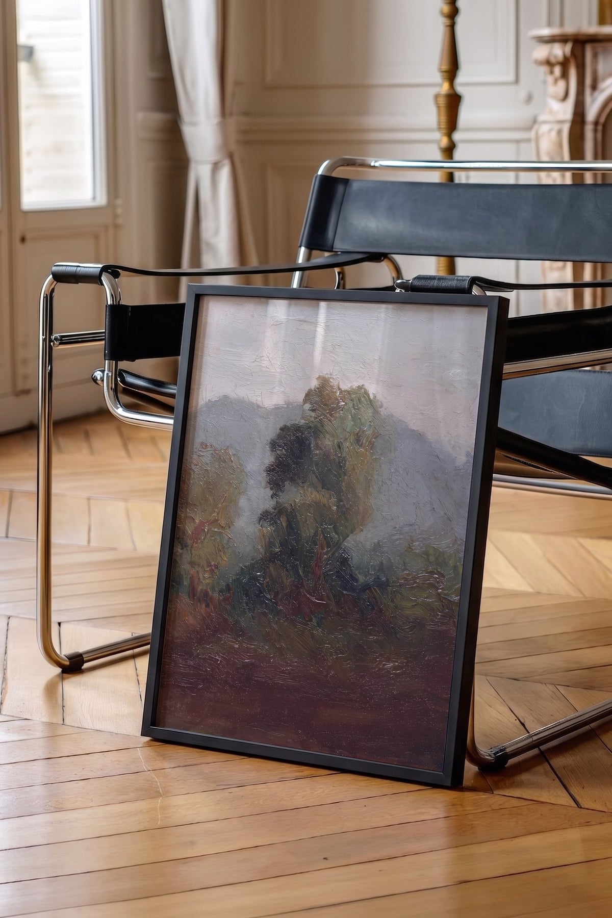 Yağlı Boya Doğa Manzarası Poster – Siyah Çerçeveli Tablo