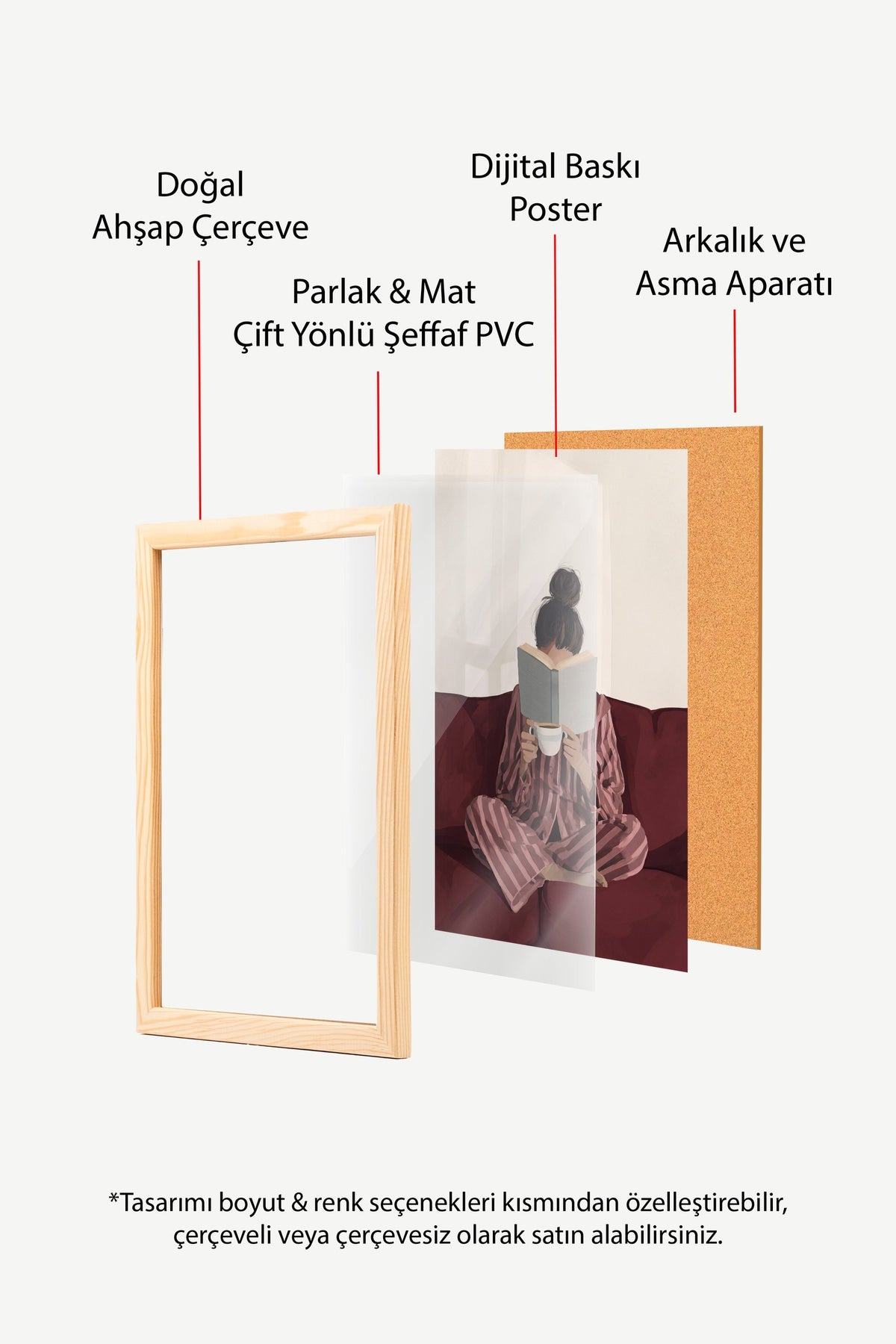 Pijamalı Sessiz Okuma Anı Poster – Ahşap Çerçeveli Tablo