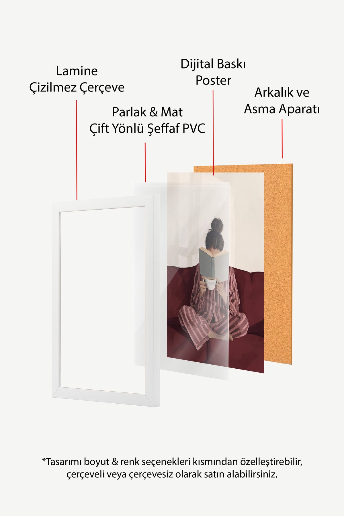 Pijamalı Sessiz Okuma Anı Poster – Beyaz Çerçeveli Tablo
