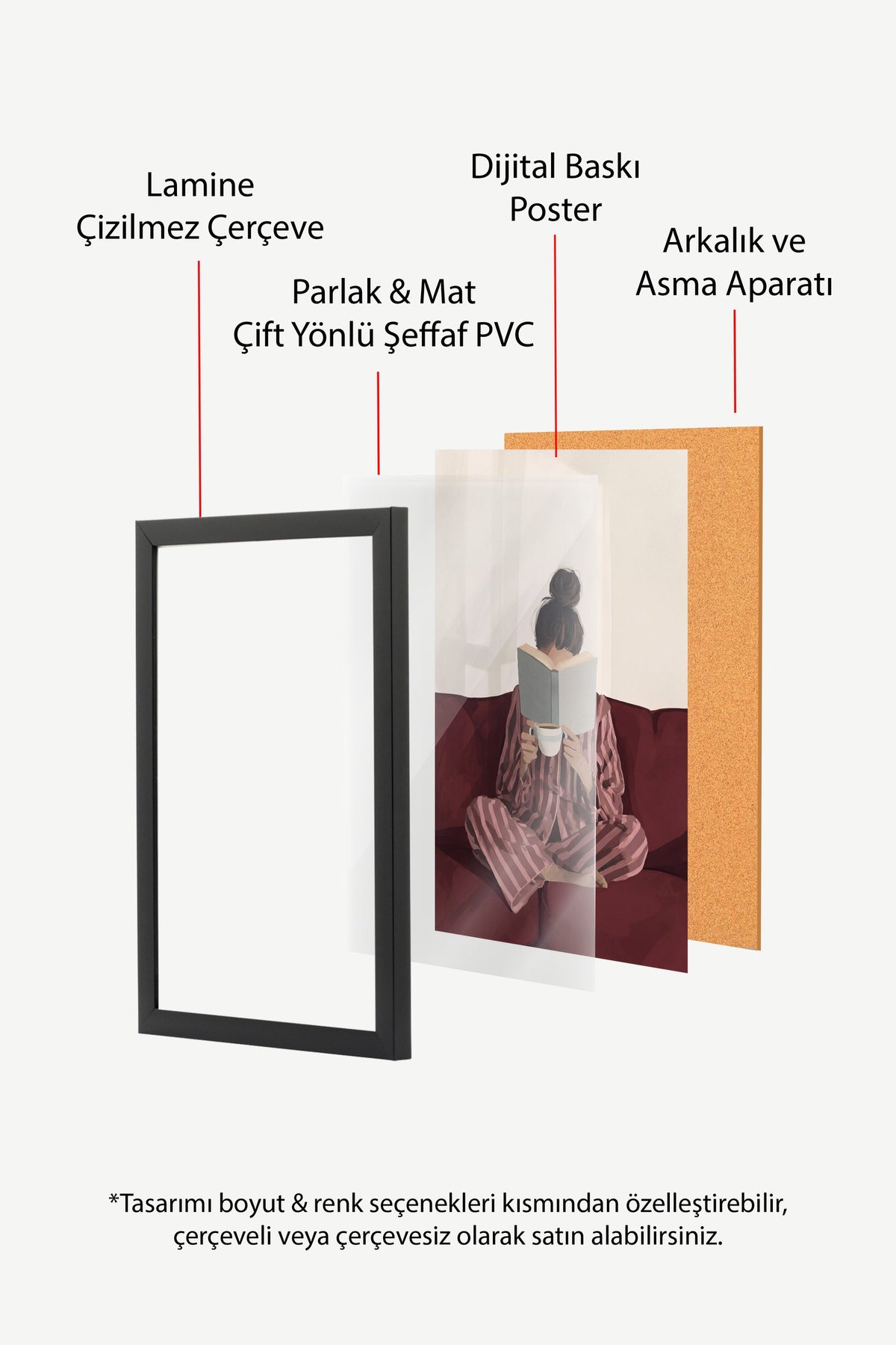Pijamalı Sessiz Okuma Anı Poster – Siyah Çerçeveli Tablo