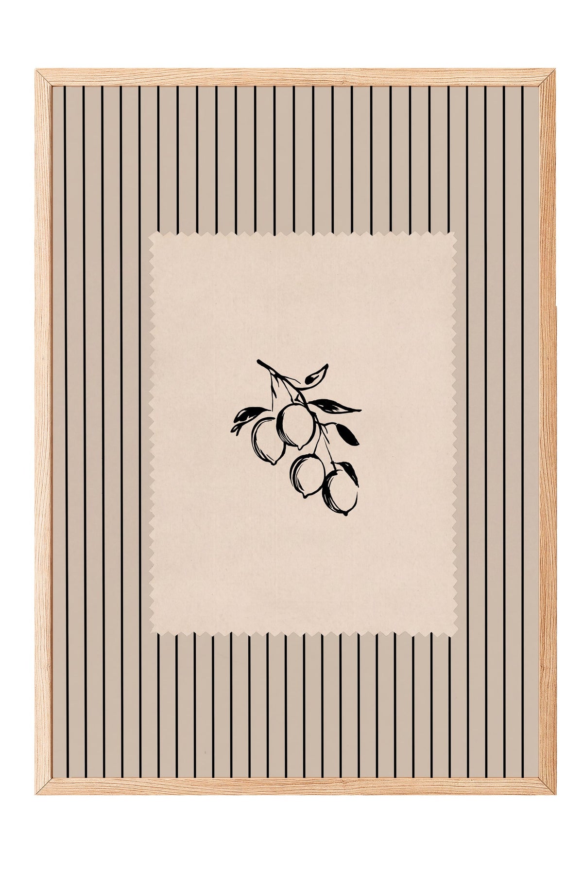Minimalist Meyve İllüstrasyonu Poster – Ahşap Çerçeveli Tablo