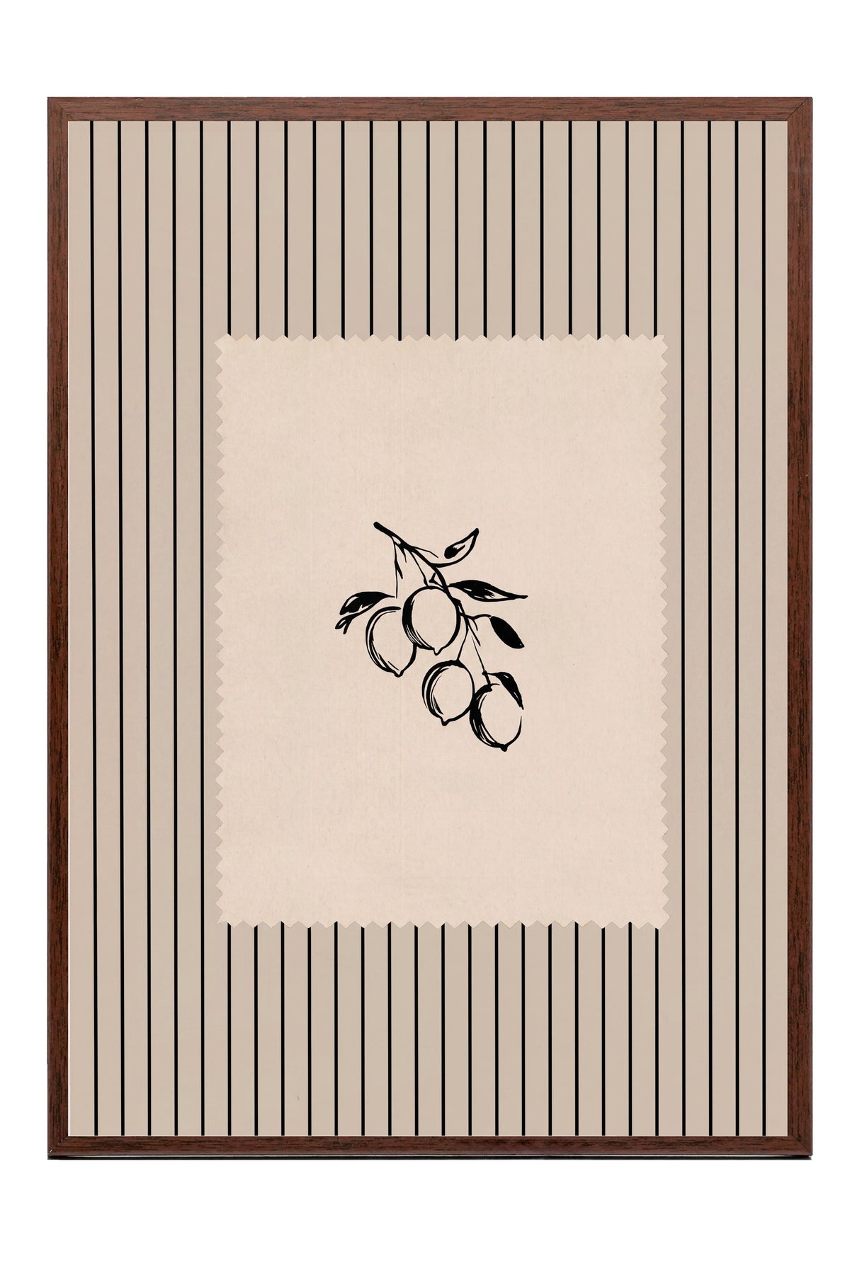 Minimalist Meyve İllüstrasyonu Poster – Kahverengi Çerçeveli Tablo