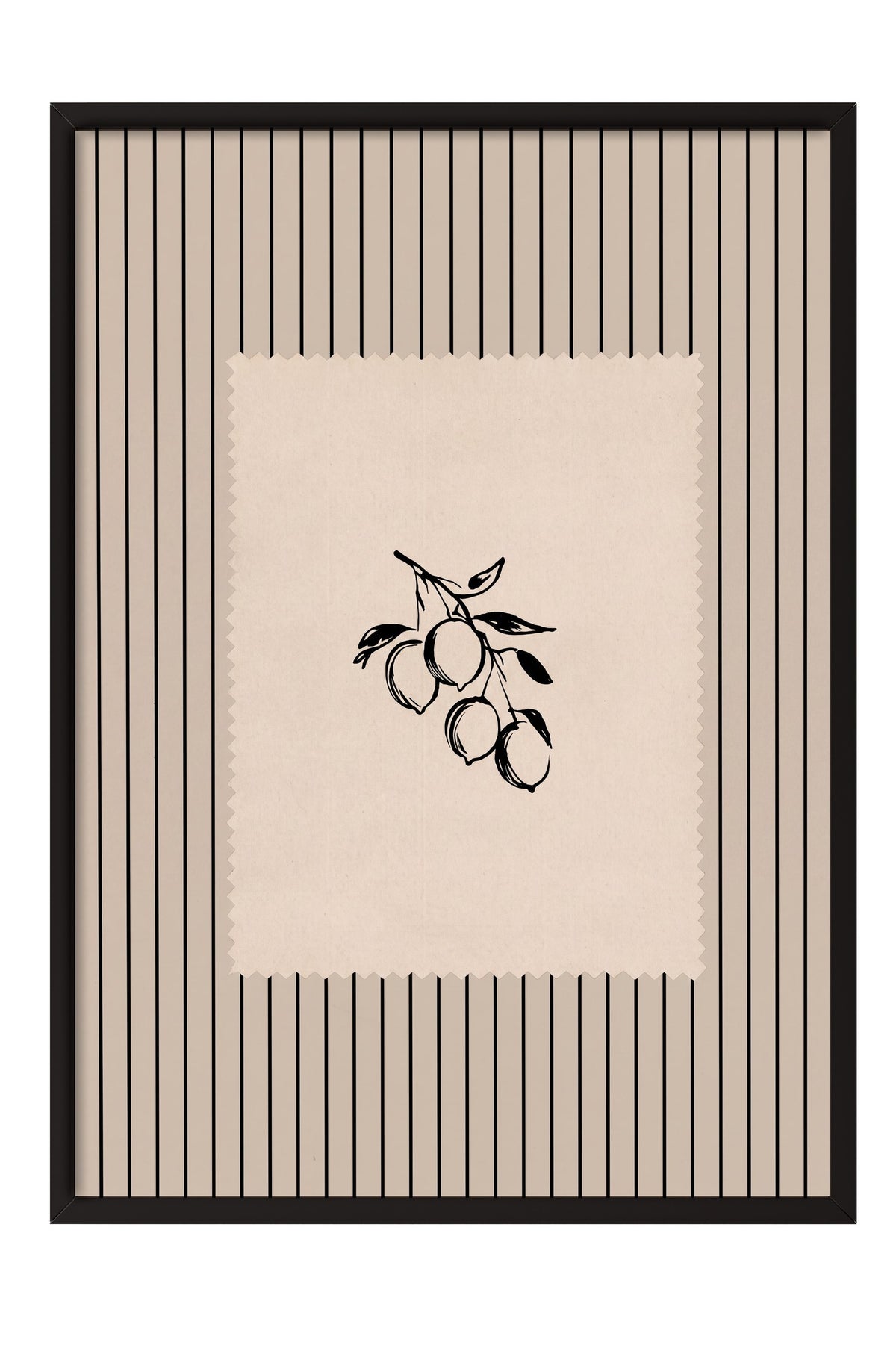 Minimalist Meyve İllüstrasyonu Poster – Siyah Çerçeveli Tablo