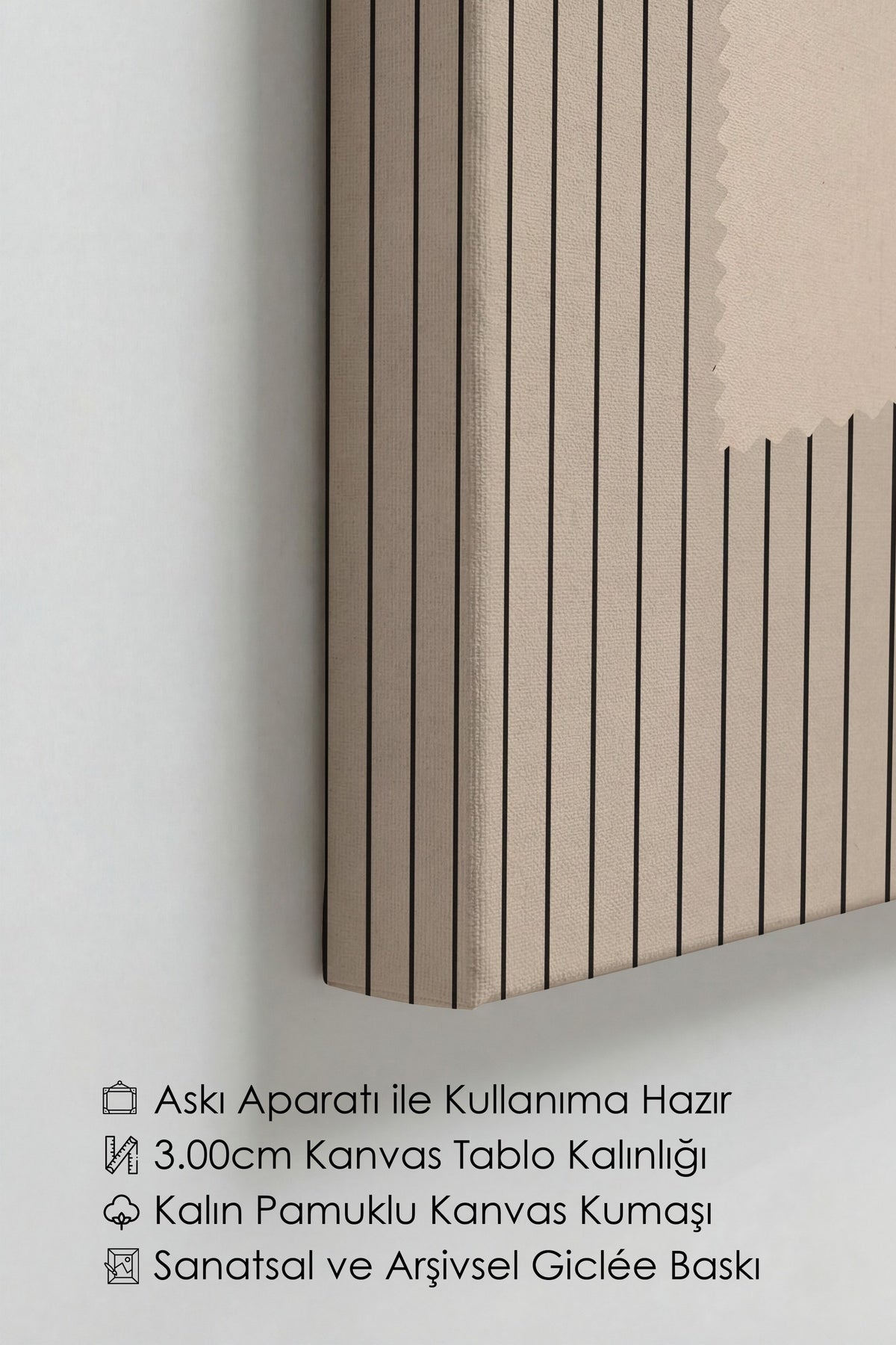 Çizgili Arka Plan Üzerinde Balıklar Kanvas Tablo