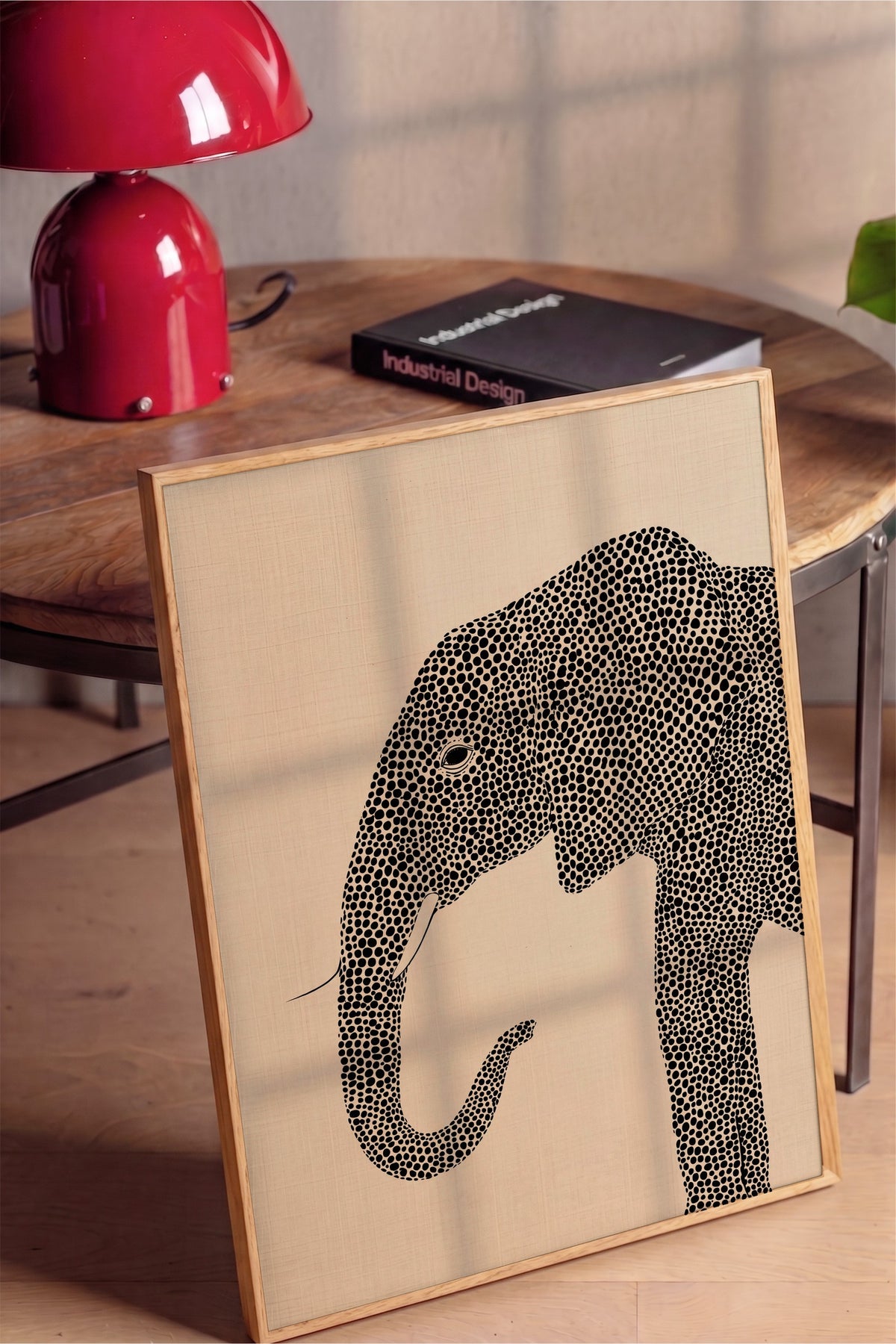 Geometrik Fil Deseni Poster – Ahşap Çerçeveli Tablo