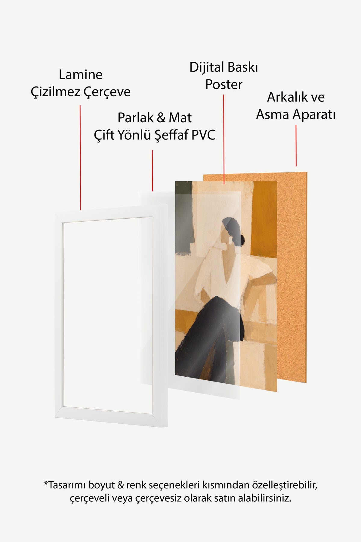 Abstrakt Kadın Figürü Poster – Beyaz Çerçeveli Tablo