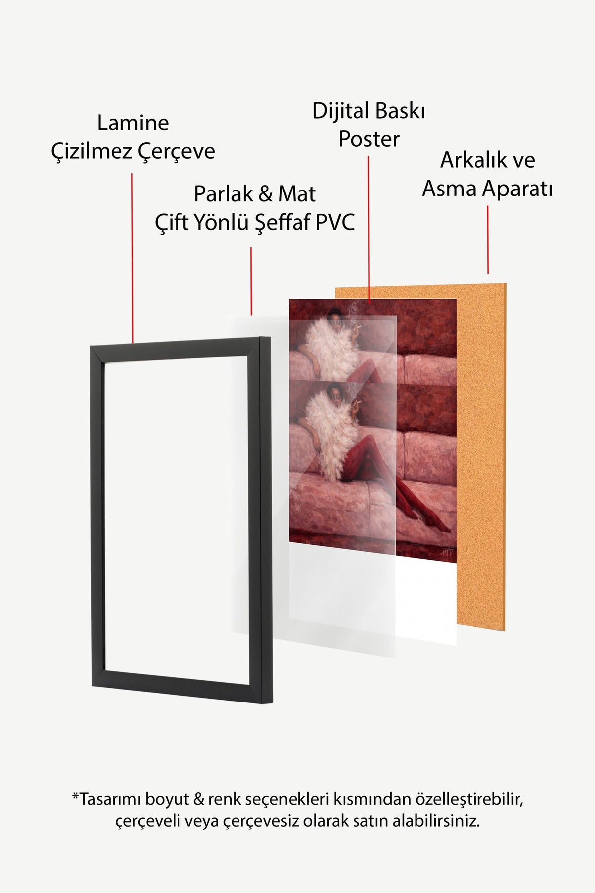 Koltukta Oturan Kadın Poster – Siyah Çerçeveli Tablo