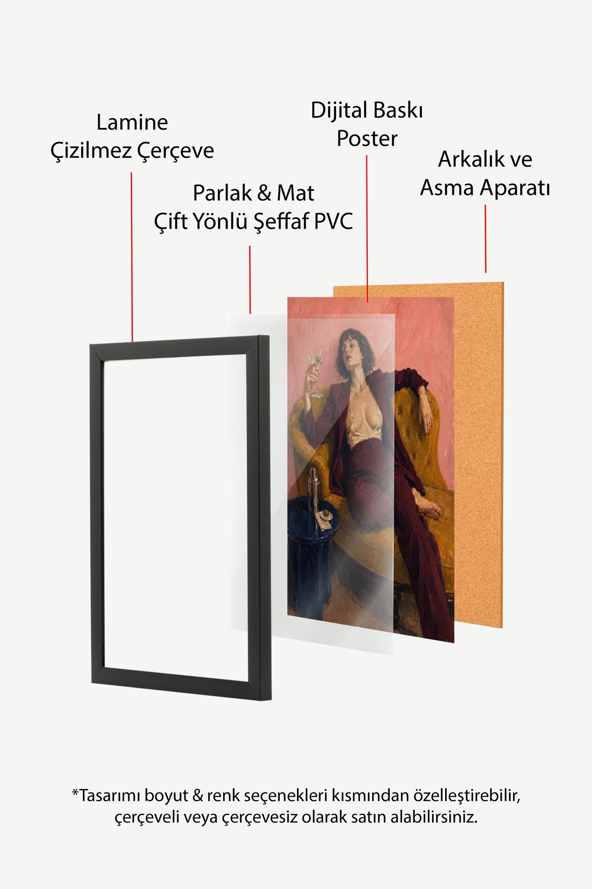 Dinlenen Kadın Figürü Poster – Siyah Çerçeveli Tablo