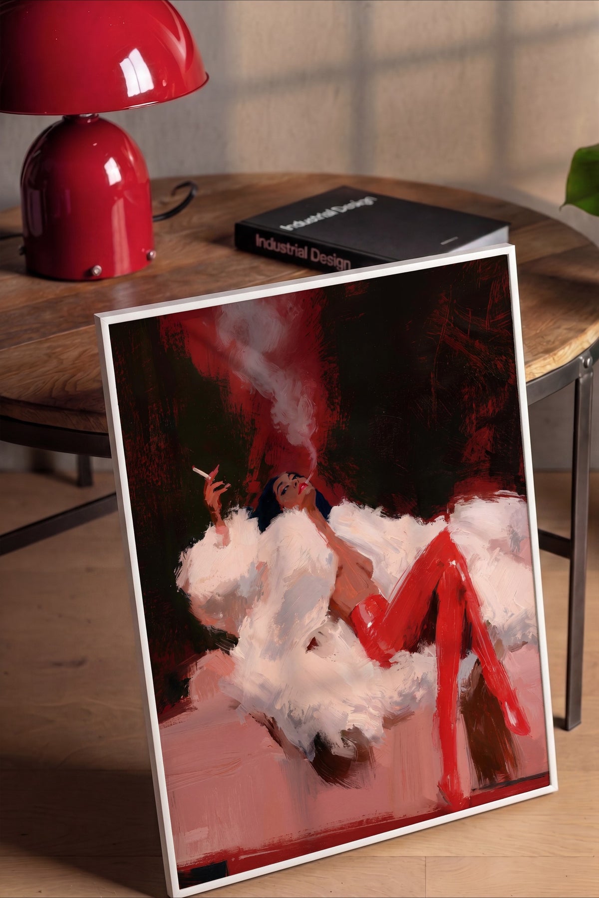 Dumanlı Kadın Figürü Poster – Beyaz Çerçeveli Tablo