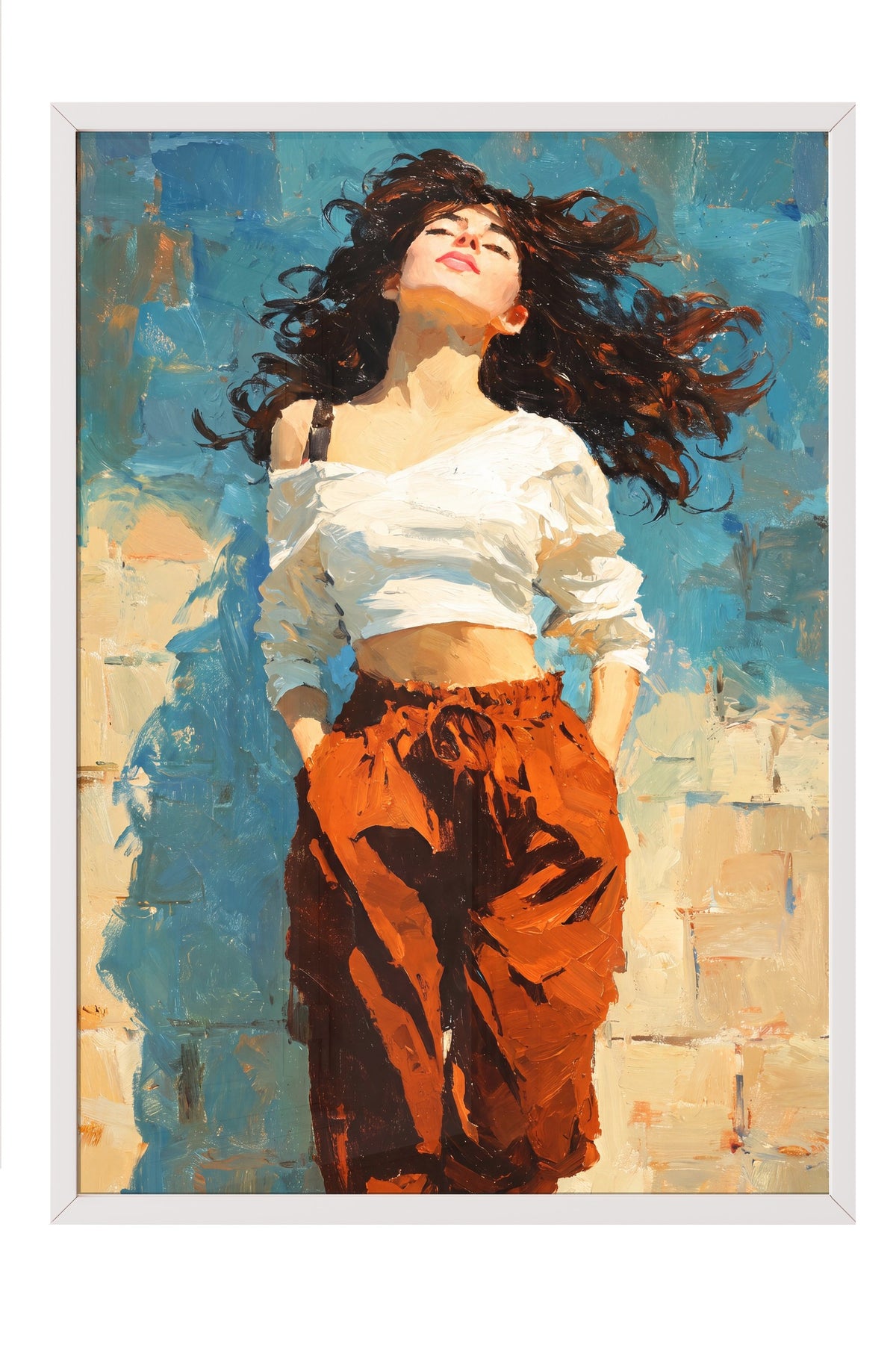 Portre Stili Kadın İllüstrasyonu Poster – Beyaz Çerçeveli Tablo