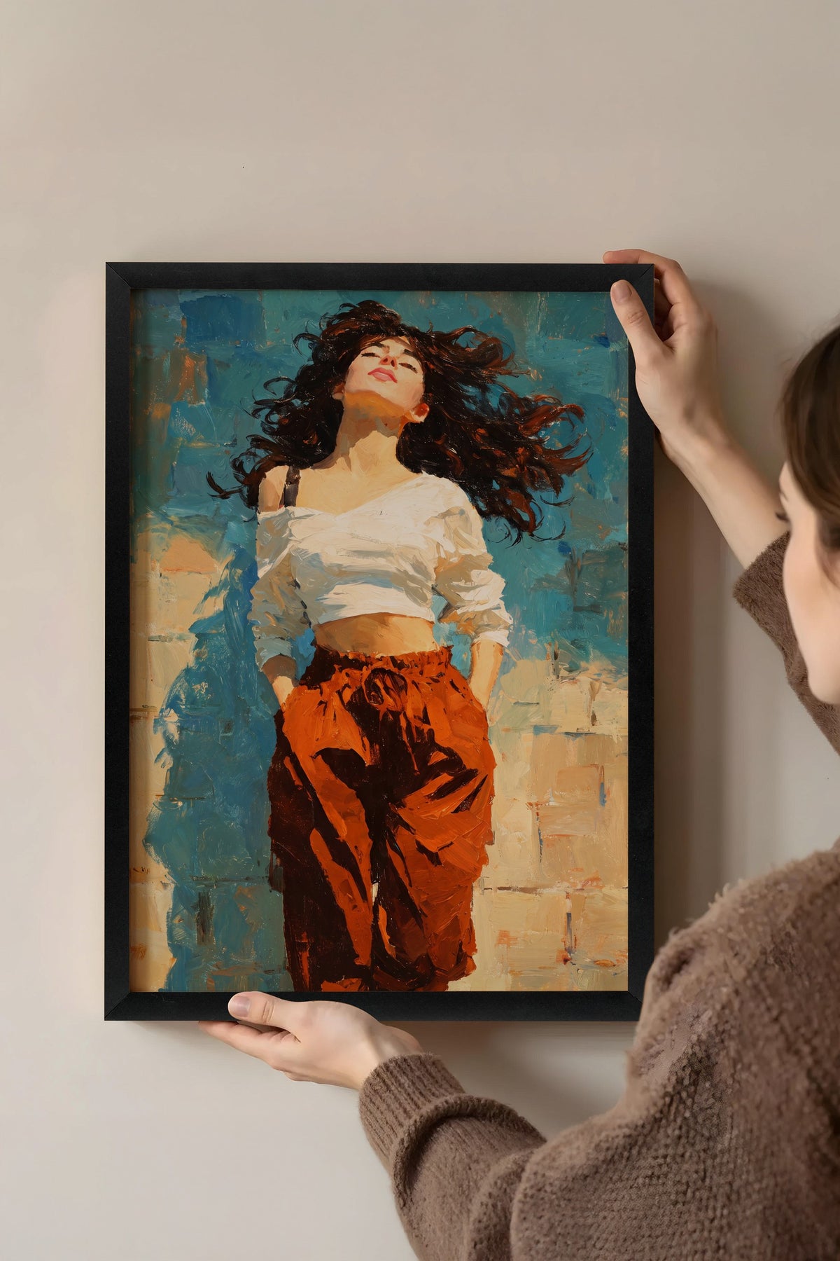 Portre Stili Kadın İllüstrasyonu Poster – Siyah Çerçeveli Tablo