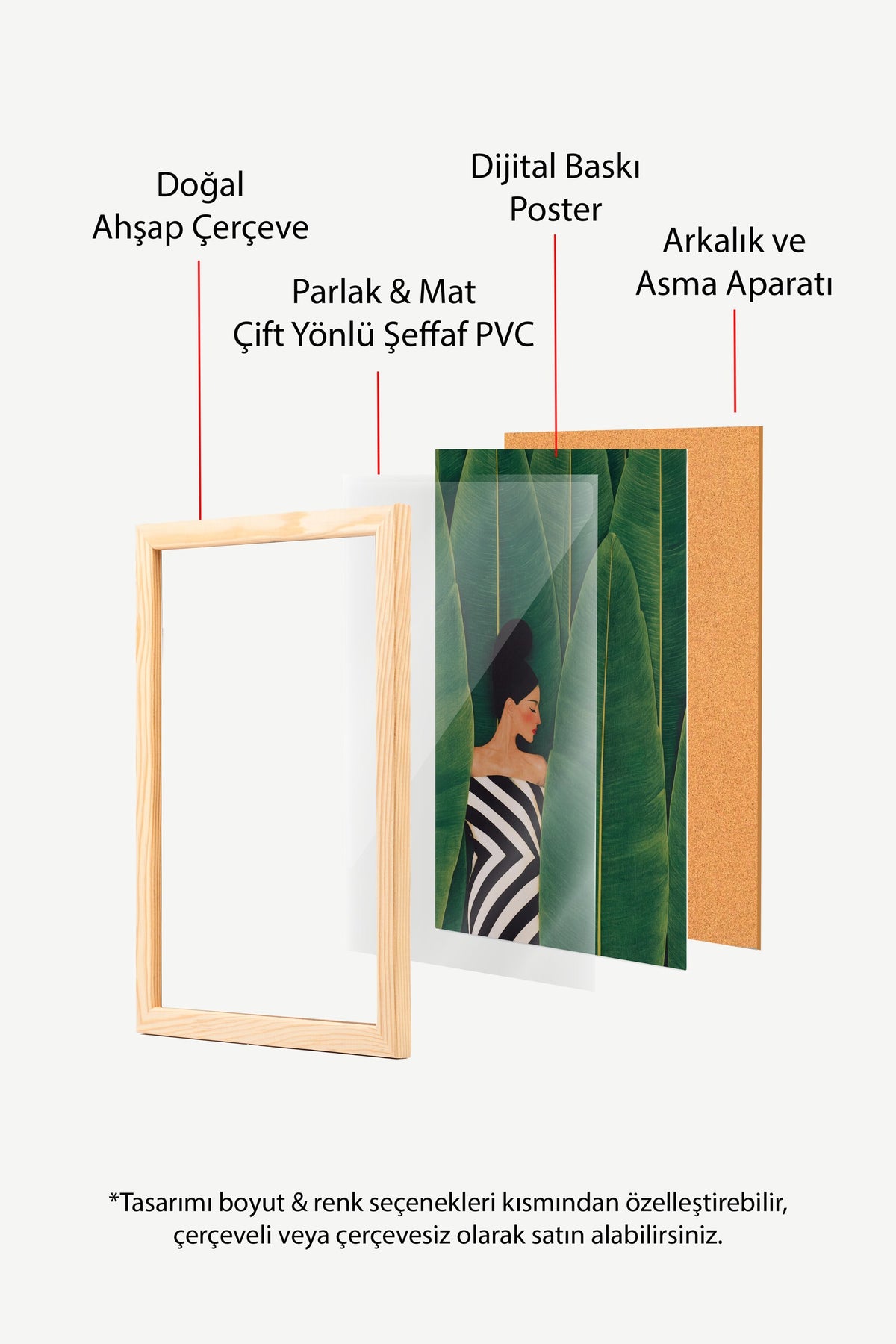 Yapraklar Arasında Kadın Figürü Poster – Ahşap Çerçeveli Tablo