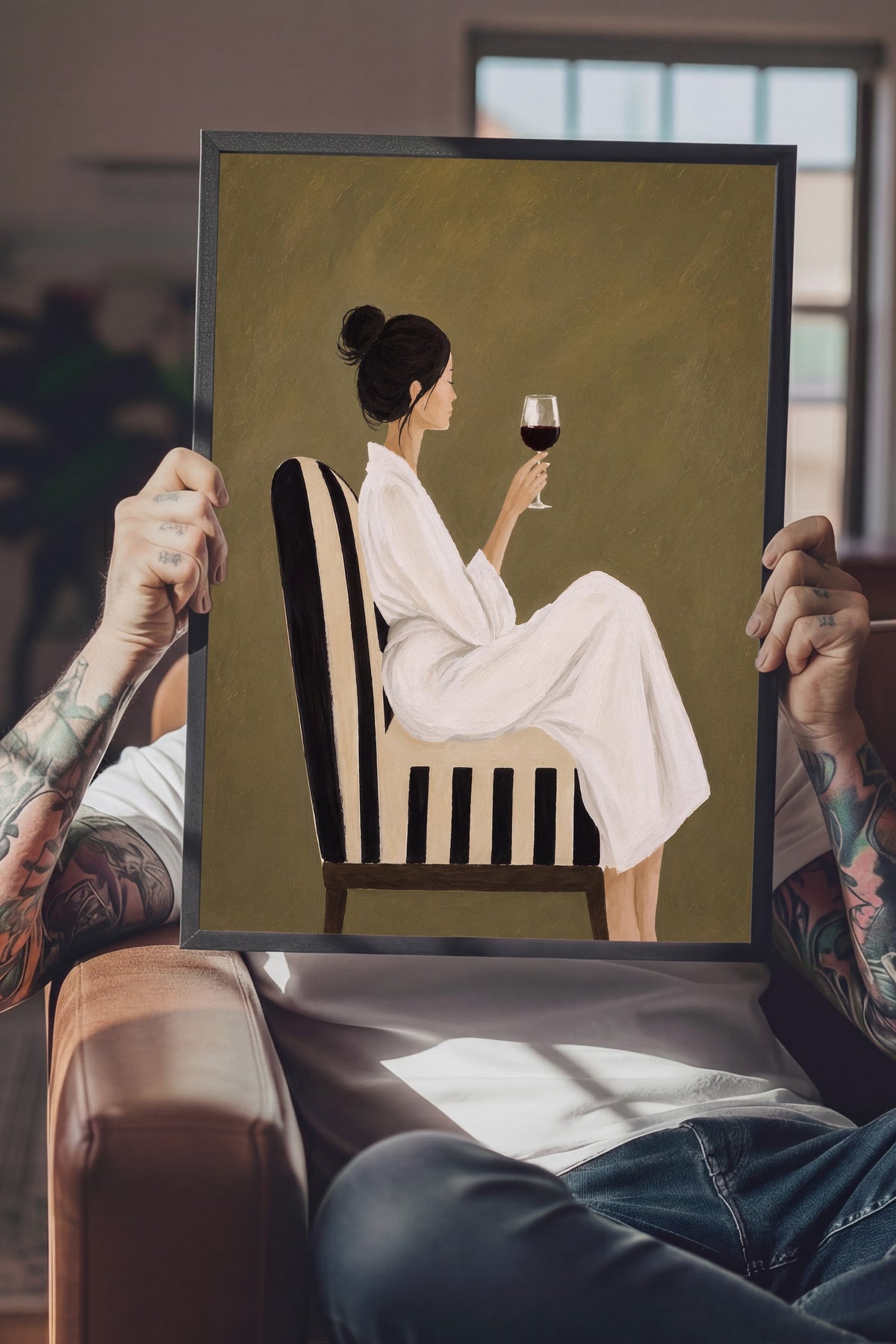 Kadın Figürü ve Kadeh Poster – Siyah Çerçeveli Tablo