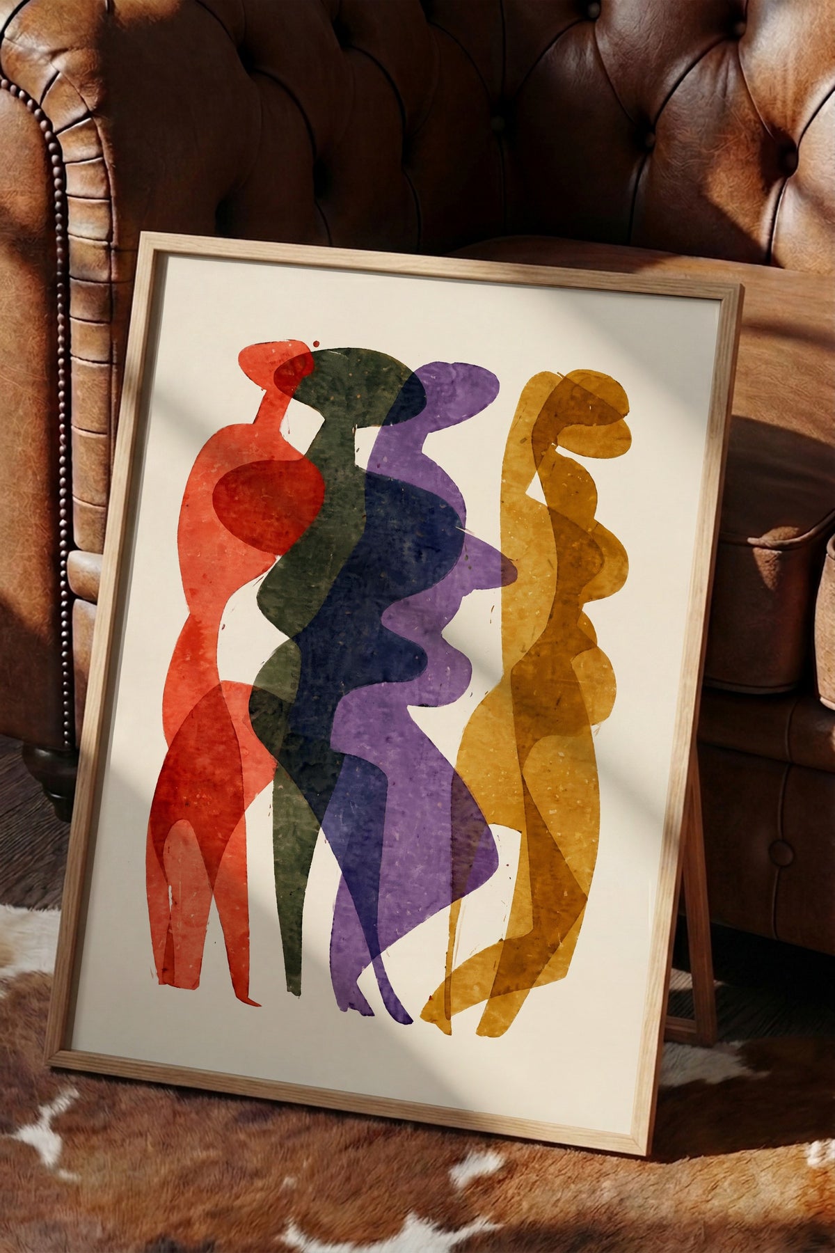 Renkli Silüetler Poster – Ahşap Çerçeveli Tablo