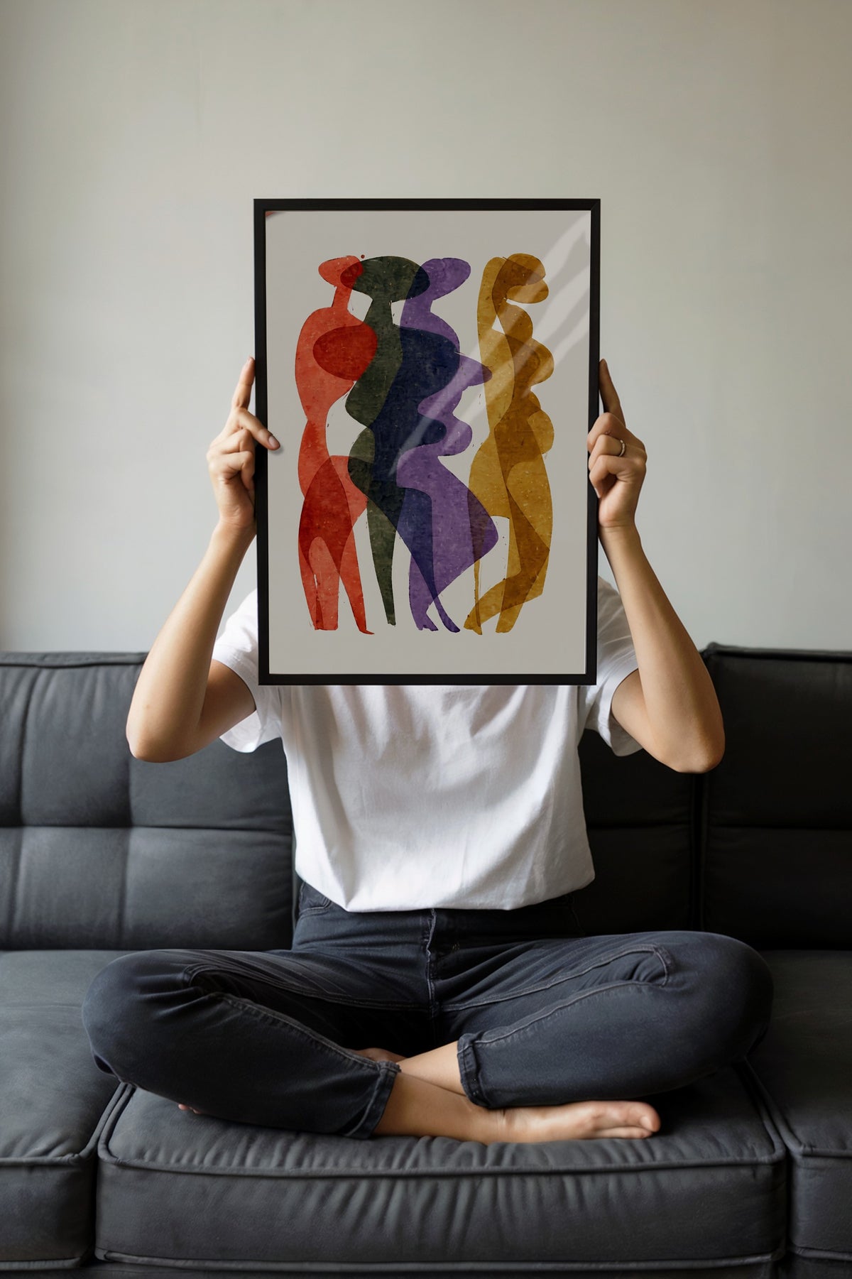 Renkli Silüetler Poster – Siyah Çerçeveli Tablo