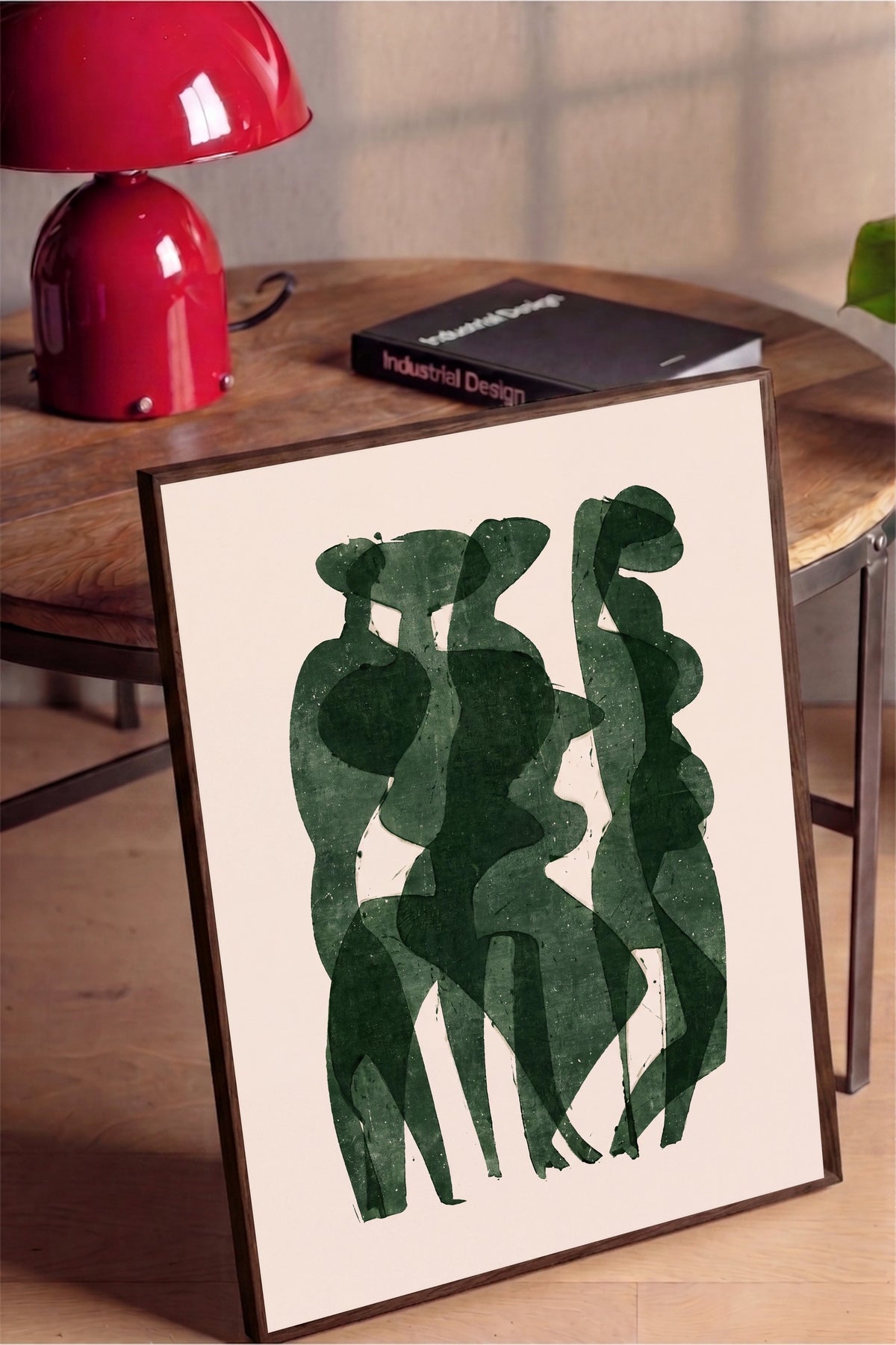 Soyut Kadın Figürleri Poster – Kahverengi Çerçeveli Tablo