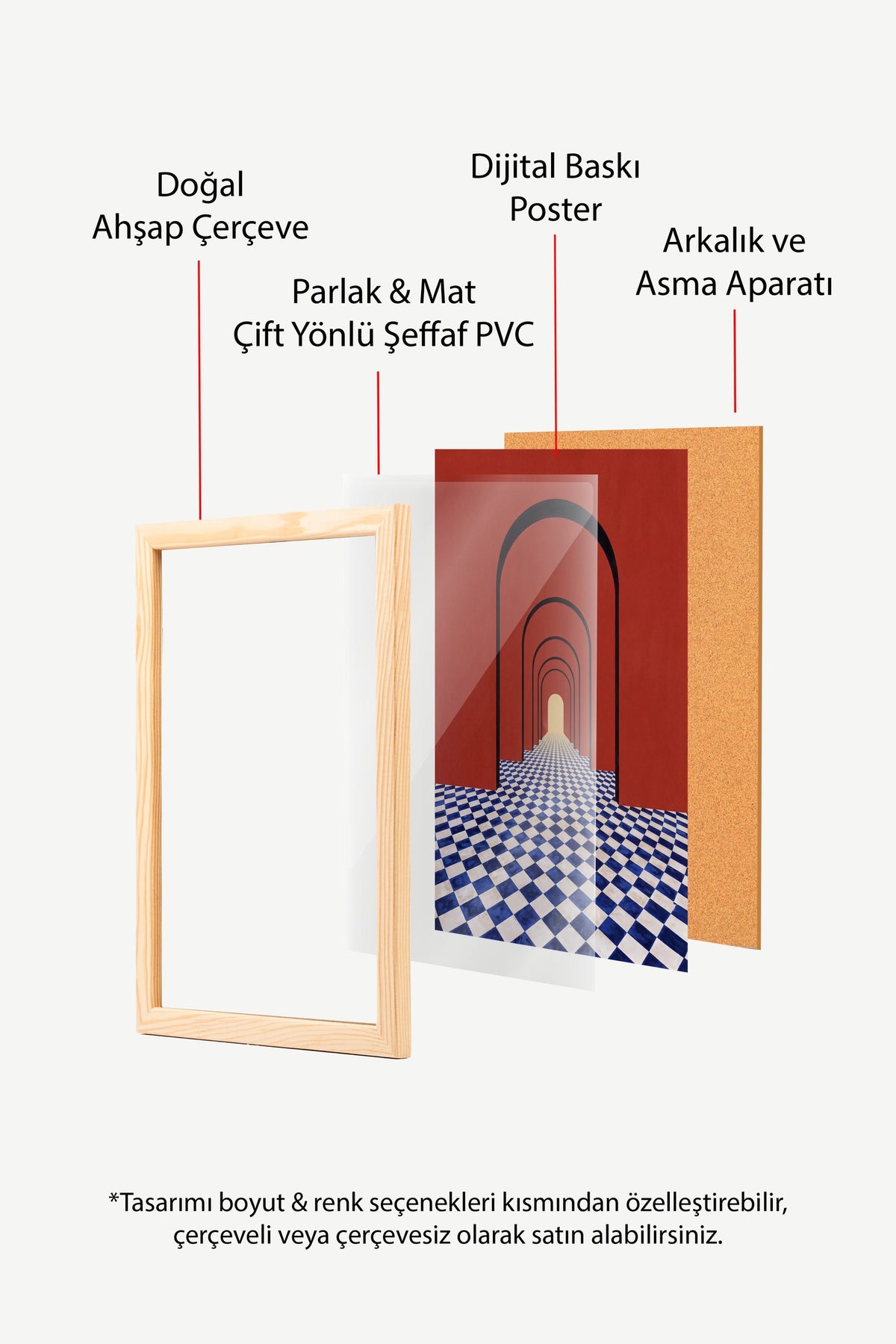 Çizgili Derinlik Perspektifi Poster – Ahşap Çerçeveli Tablo