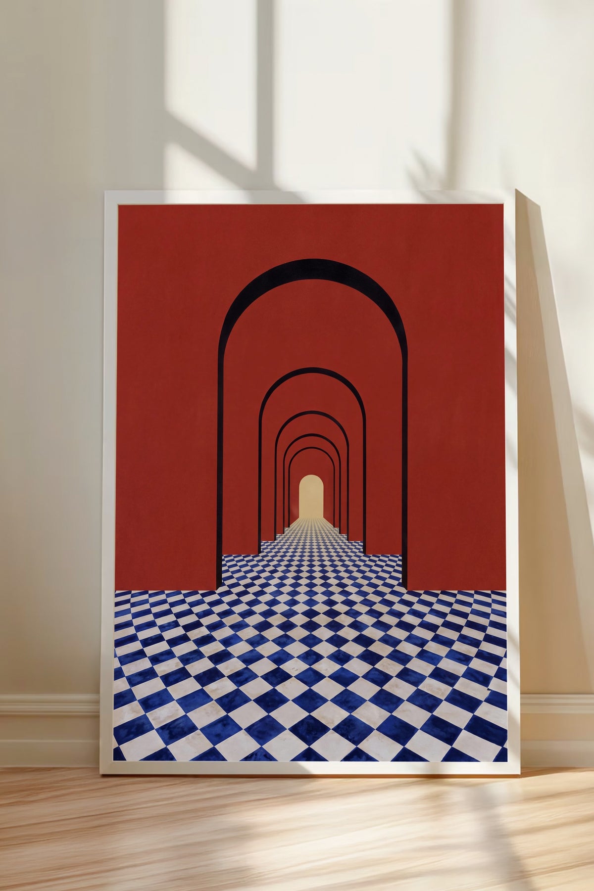 Çizgili Derinlik Perspektifi Poster – Beyaz Çerçeveli Tablo