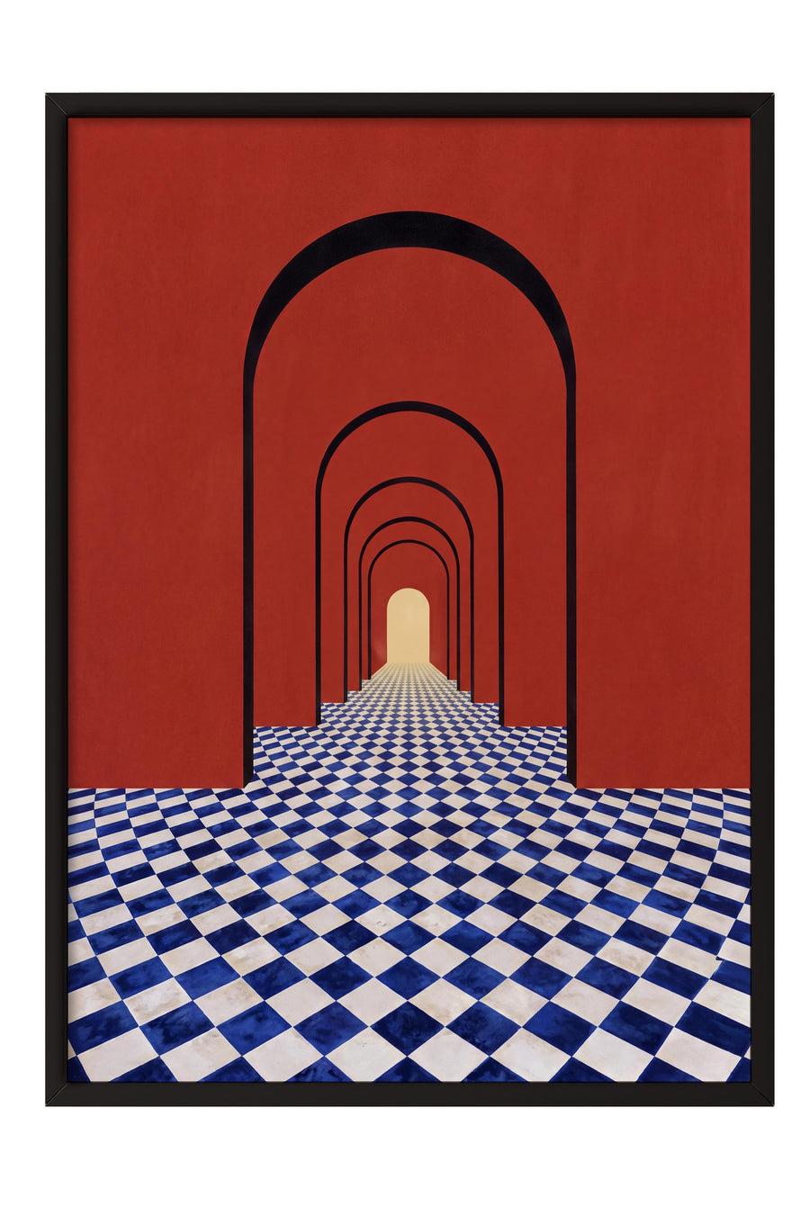 Çizgili Derinlik Perspektifi Poster – Siyah Çerçeveli Tablo