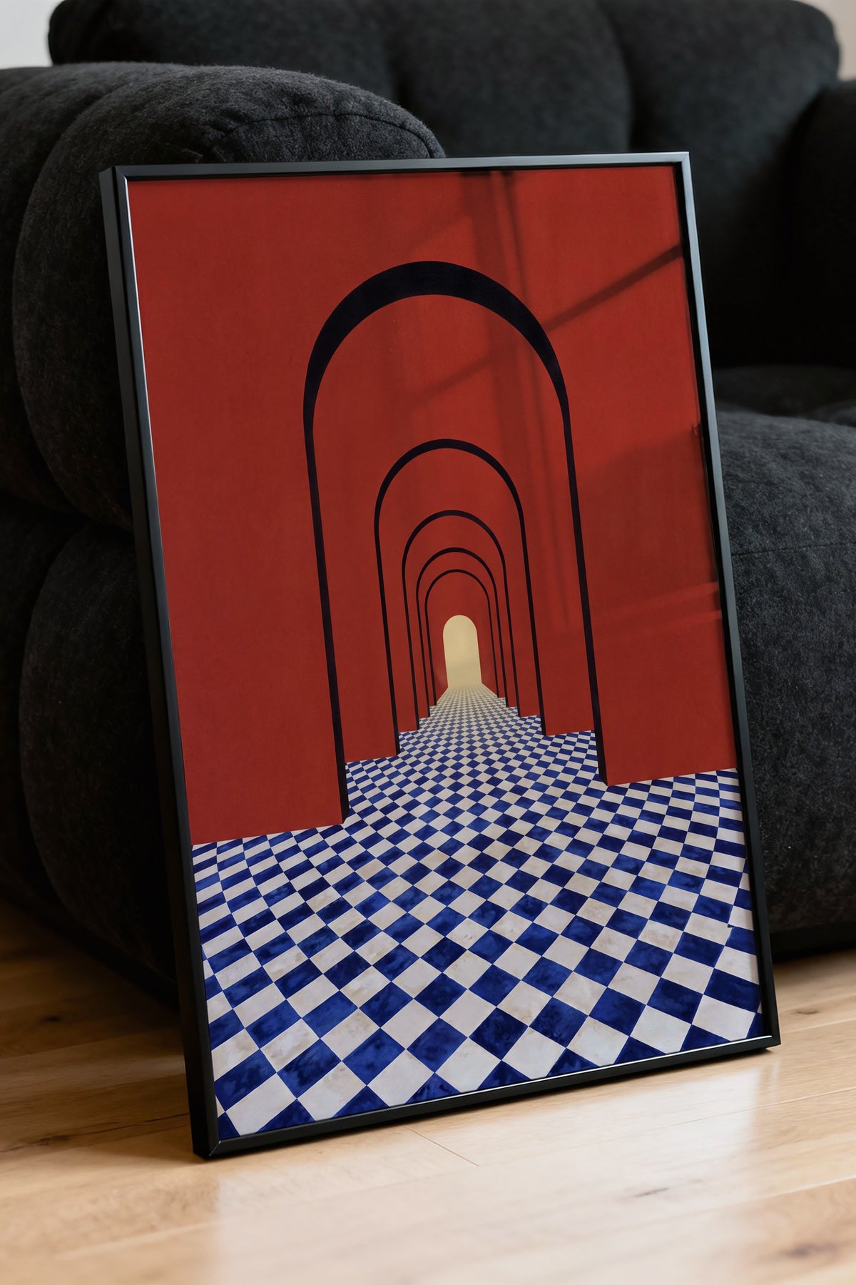 Çizgili Derinlik Perspektifi Poster – Siyah Çerçeveli Tablo